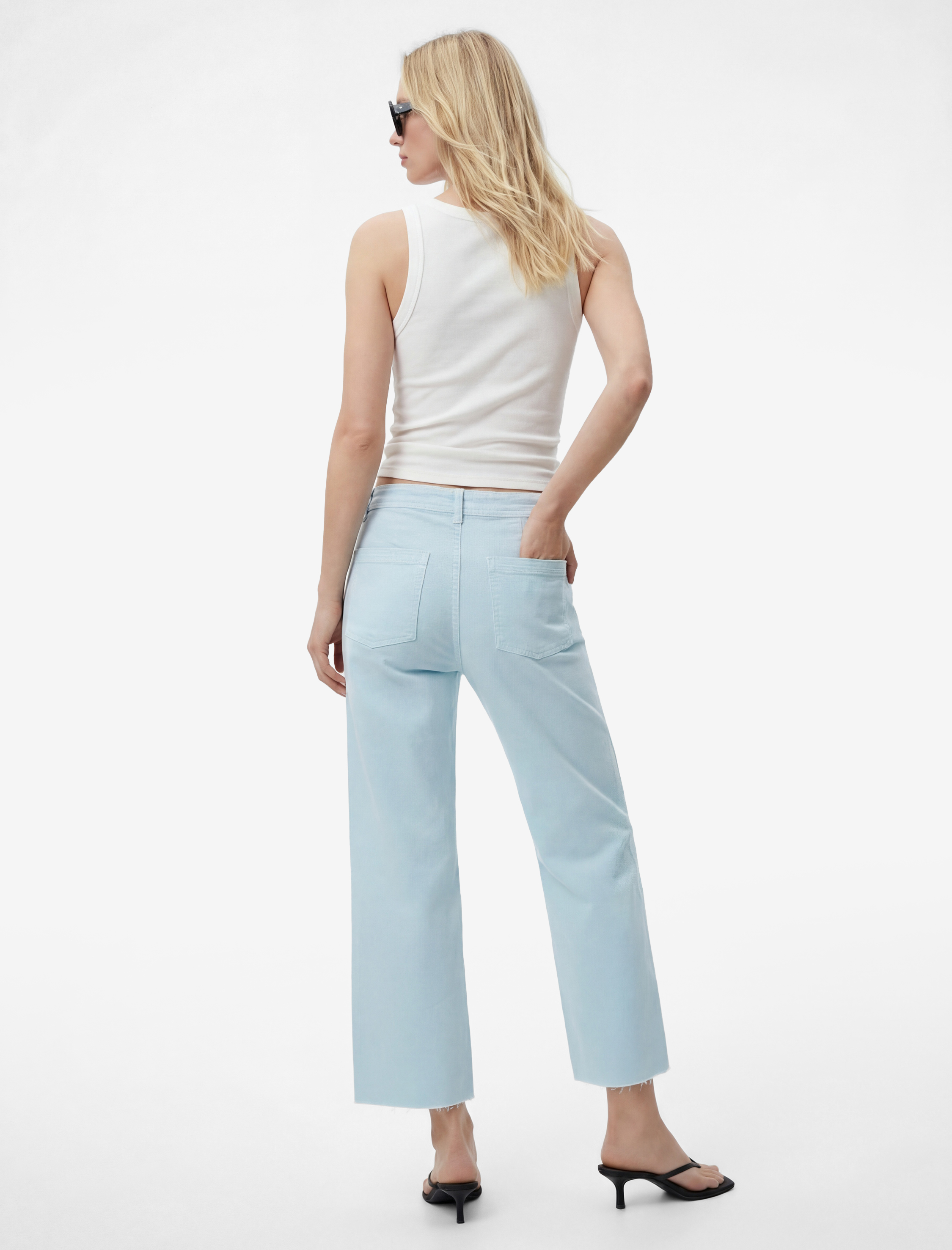   Normal Bel Rahat Kalıp Kesik Paça Jean Pantolon - Culoette Jean