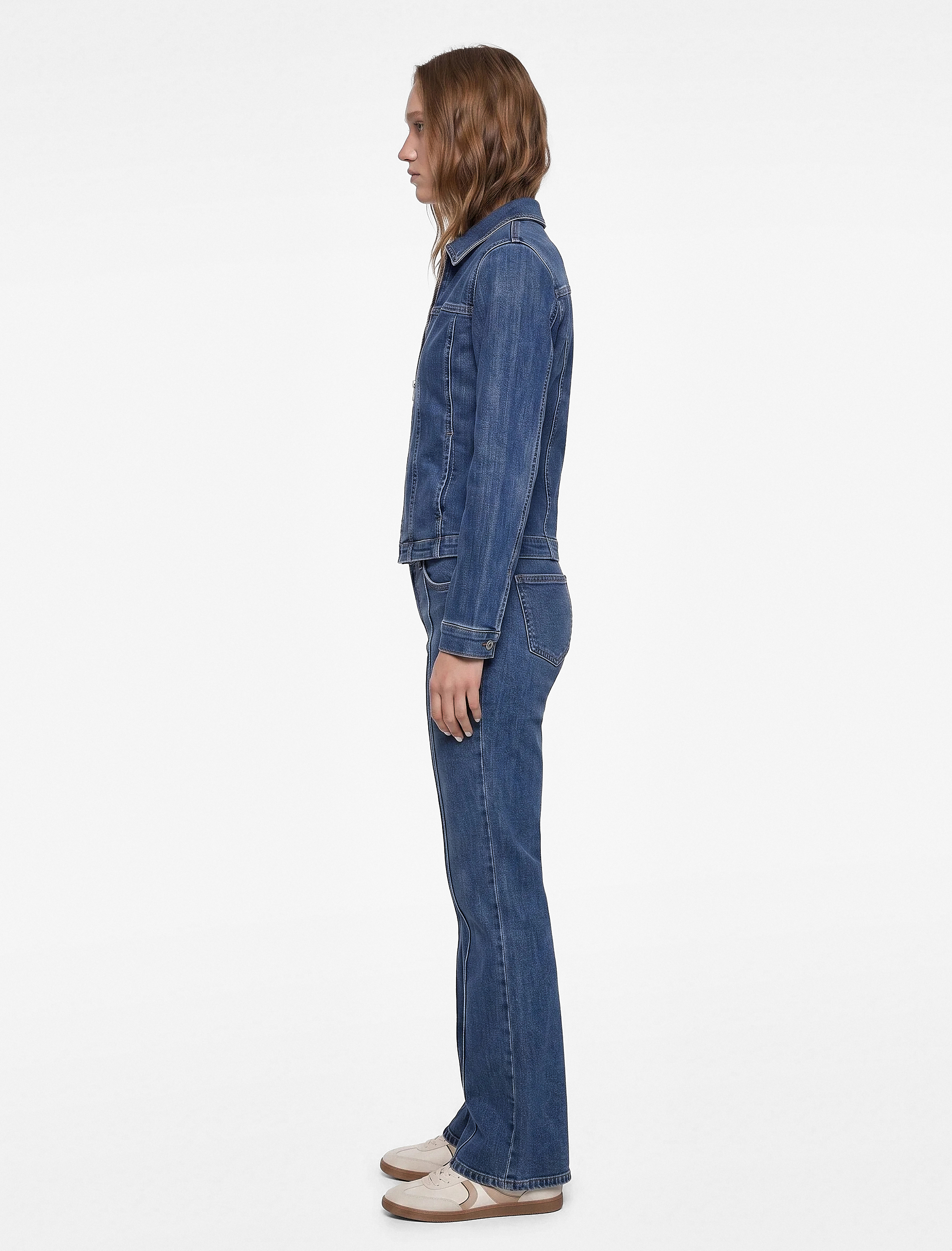   Nervürlü Dar Kesim İspanyol Paça Denim Pantolon - Flare Jeans