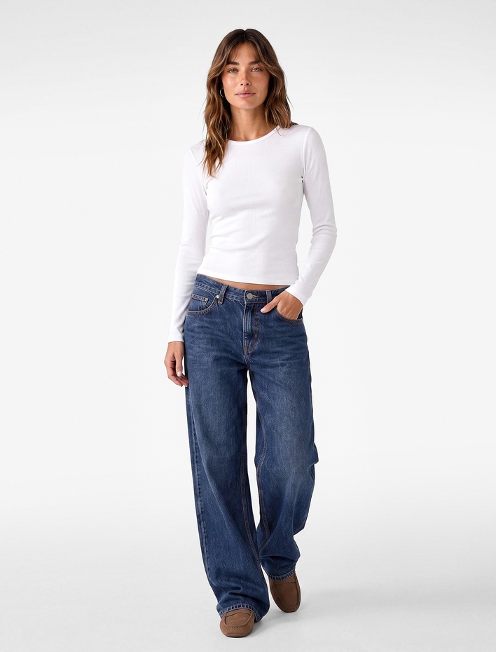  Modal Kumaş Slim Fit Bisiklet Yaka Uzun Kollu Tişört
