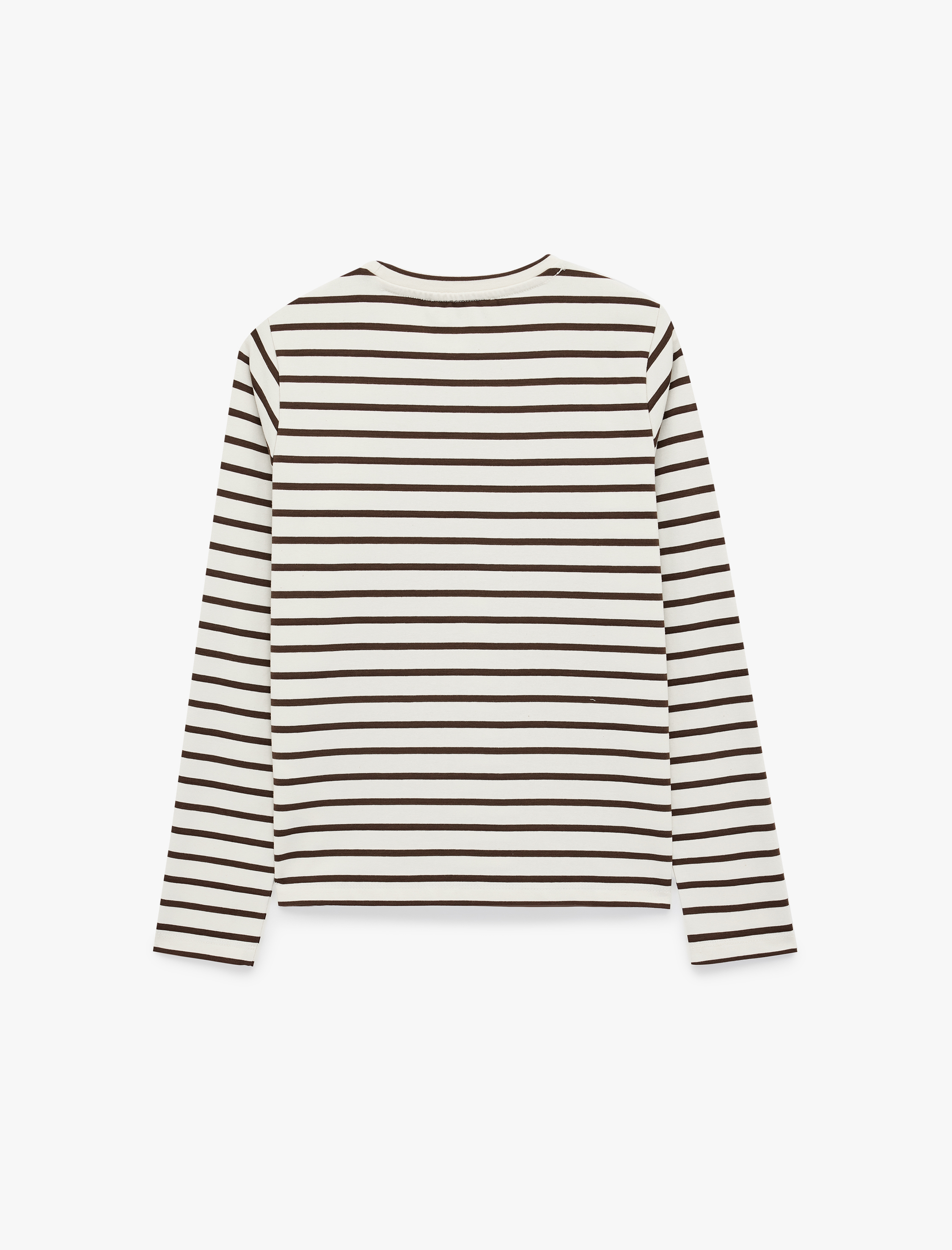 Koton Slim Fit Bisiklet Yaka Uzun Kollu Çizgili Tişört görsel 6