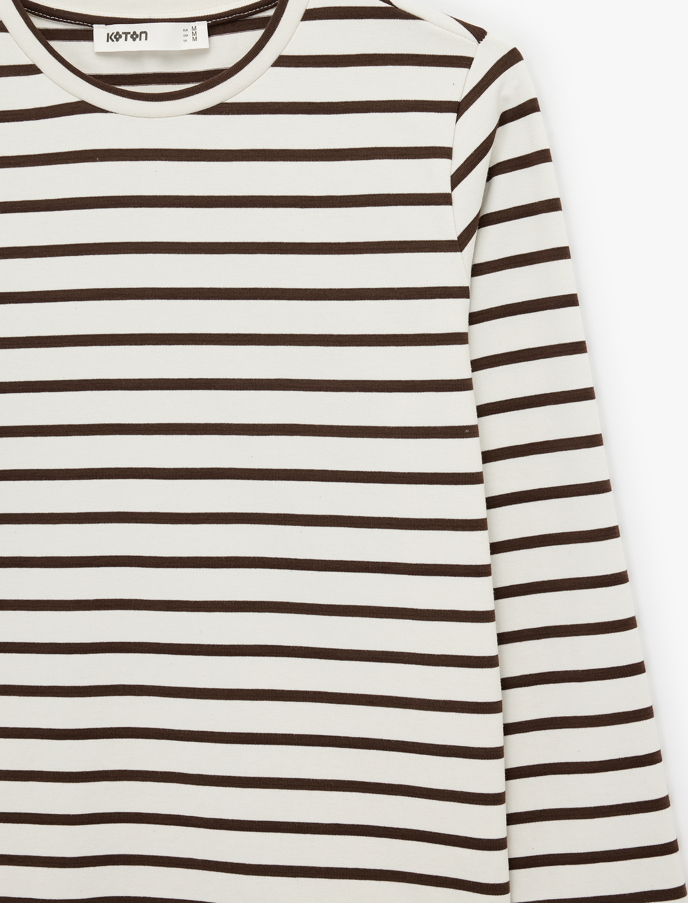 Koton Slim Fit Bisiklet Yaka Uzun Kollu Çizgili Tişört görsel 7
