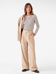 Slim Fit Bisiklet Yaka Uzun Kollu Çizgili Tişört