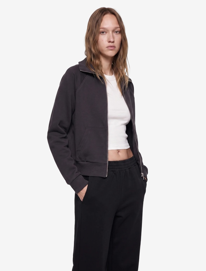  Pamuklu Uzun Kollu Cep Detaylı Slim Fit Fermuarlı Sweatshirt