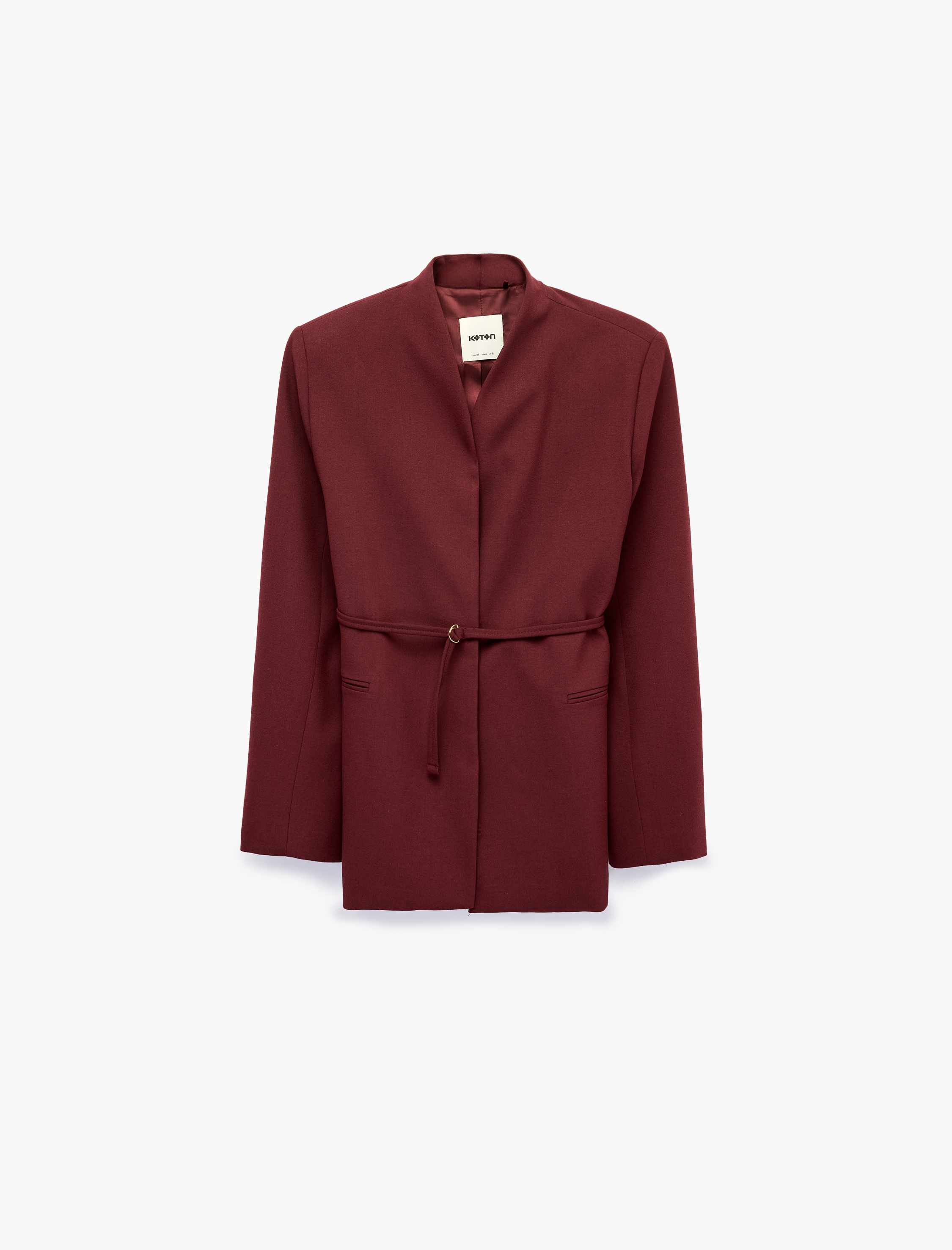   Kemerli Kruvaze Yaka Uzun Kollu Blazer Ceket