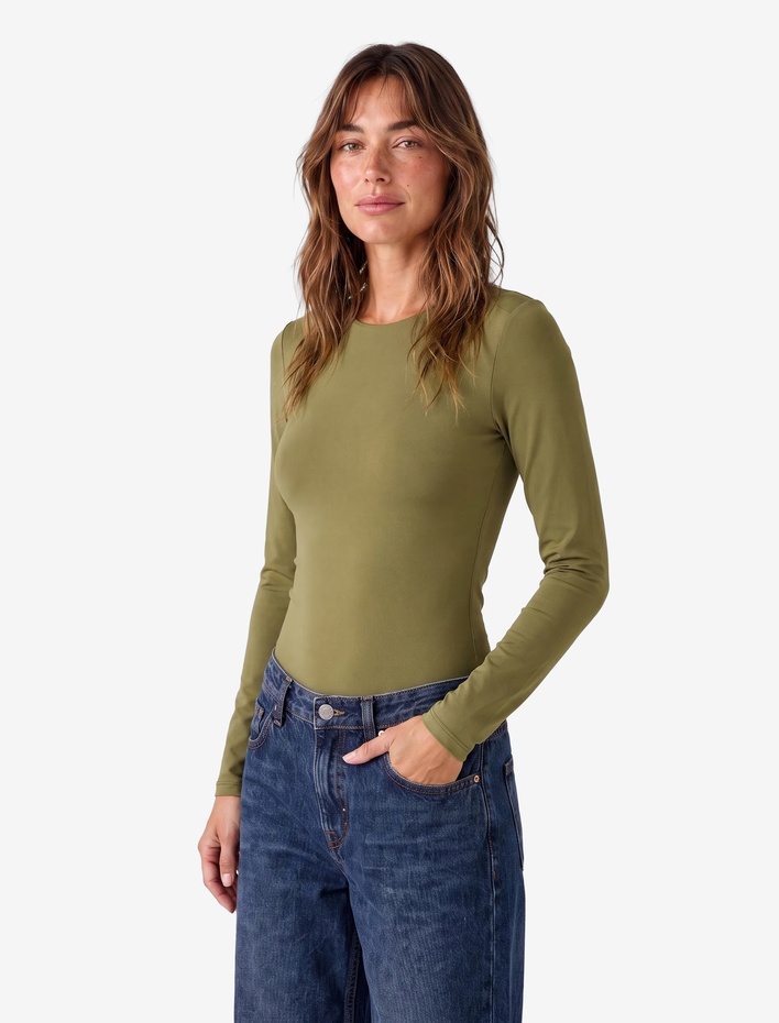  Bisiklet Yaka Uzun Kollu Bodysuit