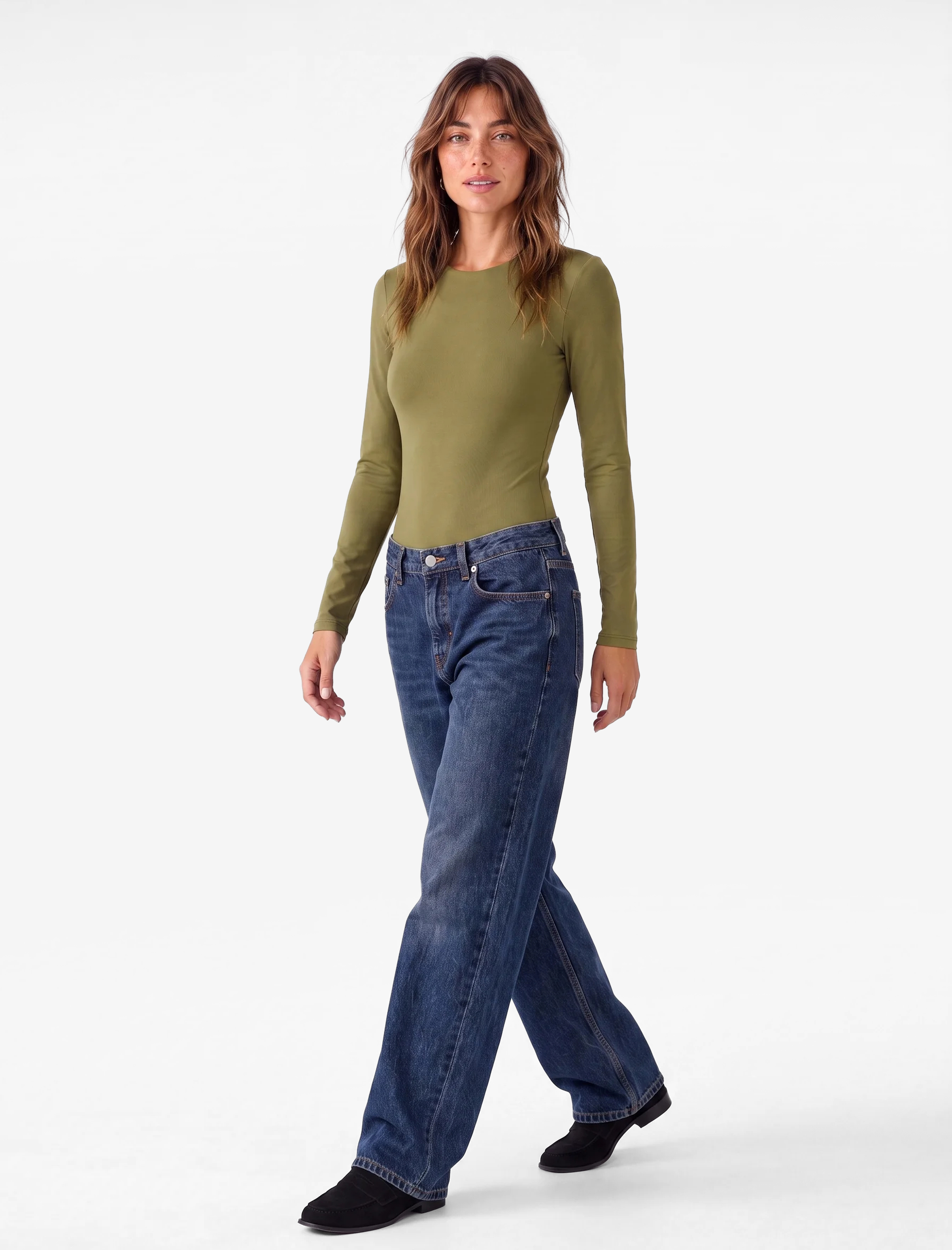   Bisiklet Yaka Uzun Kollu Bodysuit