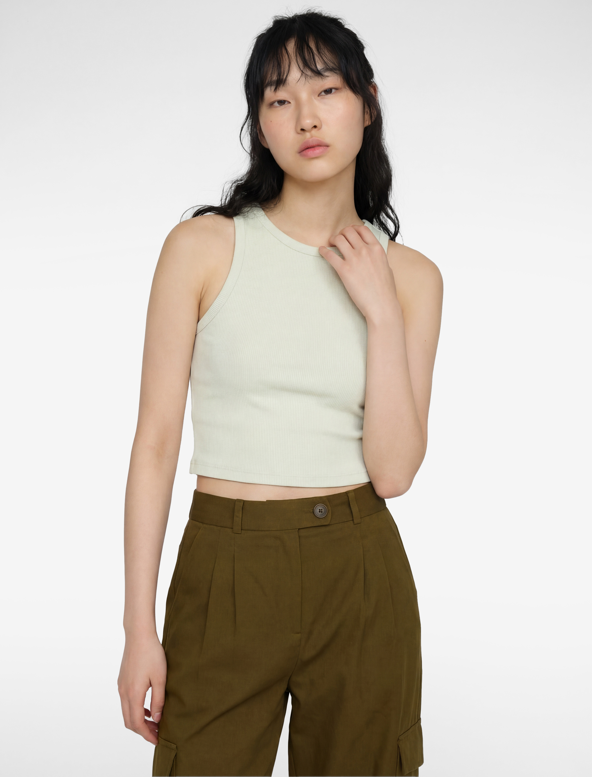 Koton Slim Fit Bisiklet Yaka Fitilli Kolsuz Atlet
