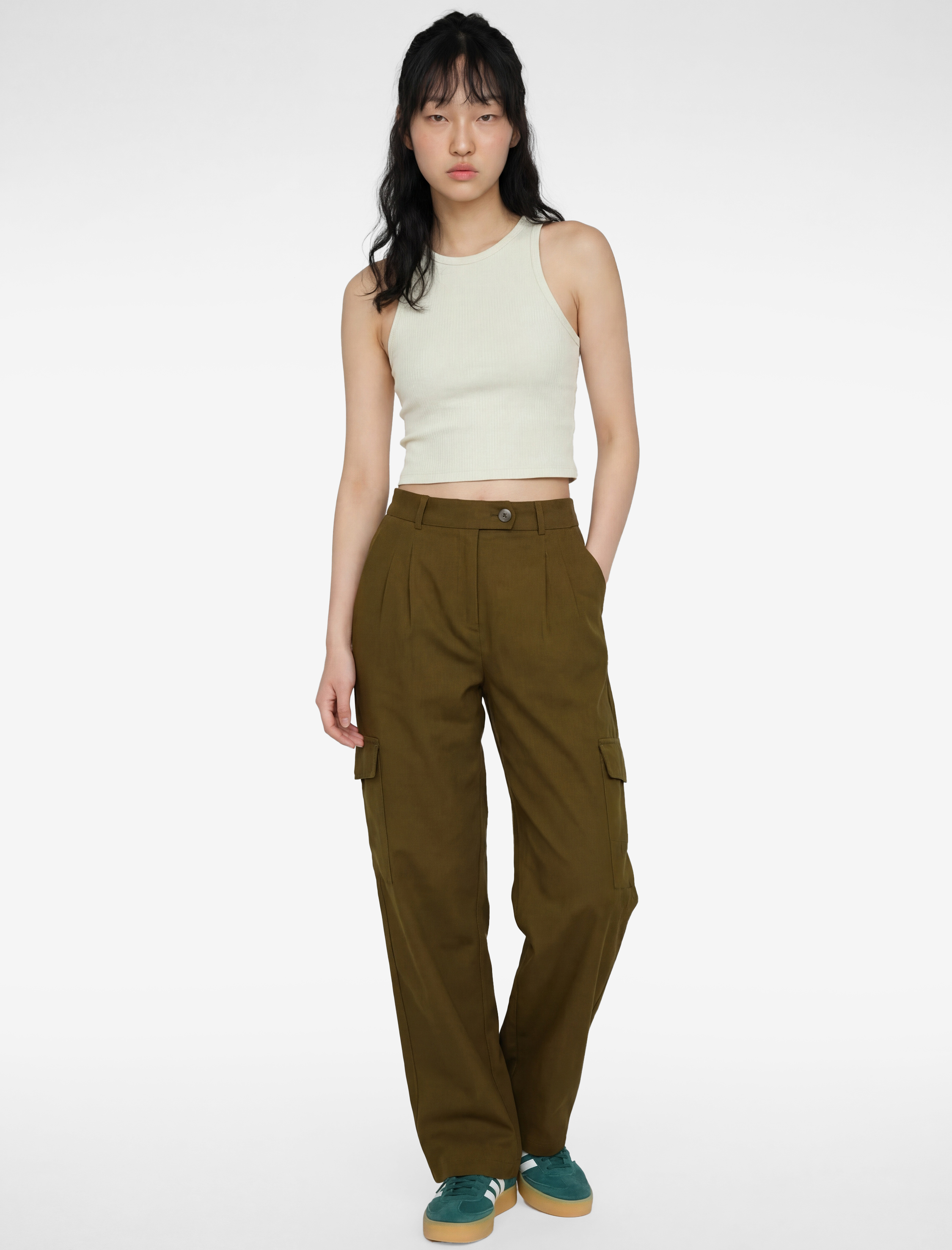 Koton Slim Fit Bisiklet Yaka Fitilli Kolsuz Atlet görsel 2