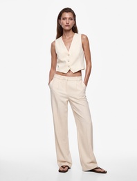 Slim Fit V Yaka Düğmeli Blazer Yelek