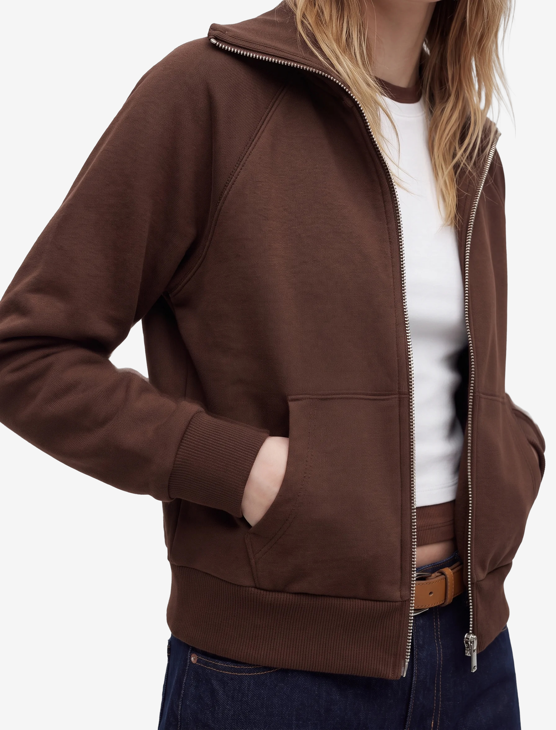Koton Pamuklu Uzun Kollu Cep Detaylı Slim Fit Fermuarlı Sweatshirt görsel 4