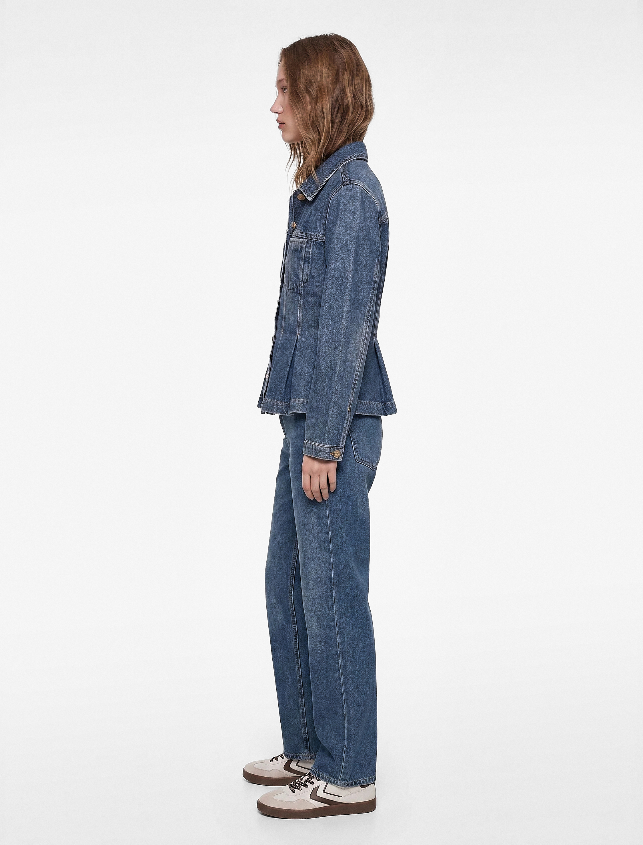 Koton Pamuklu Normal Bel Düğmeli Düz Paça Denim Pantolon - Straight Fit Jean görsel 3