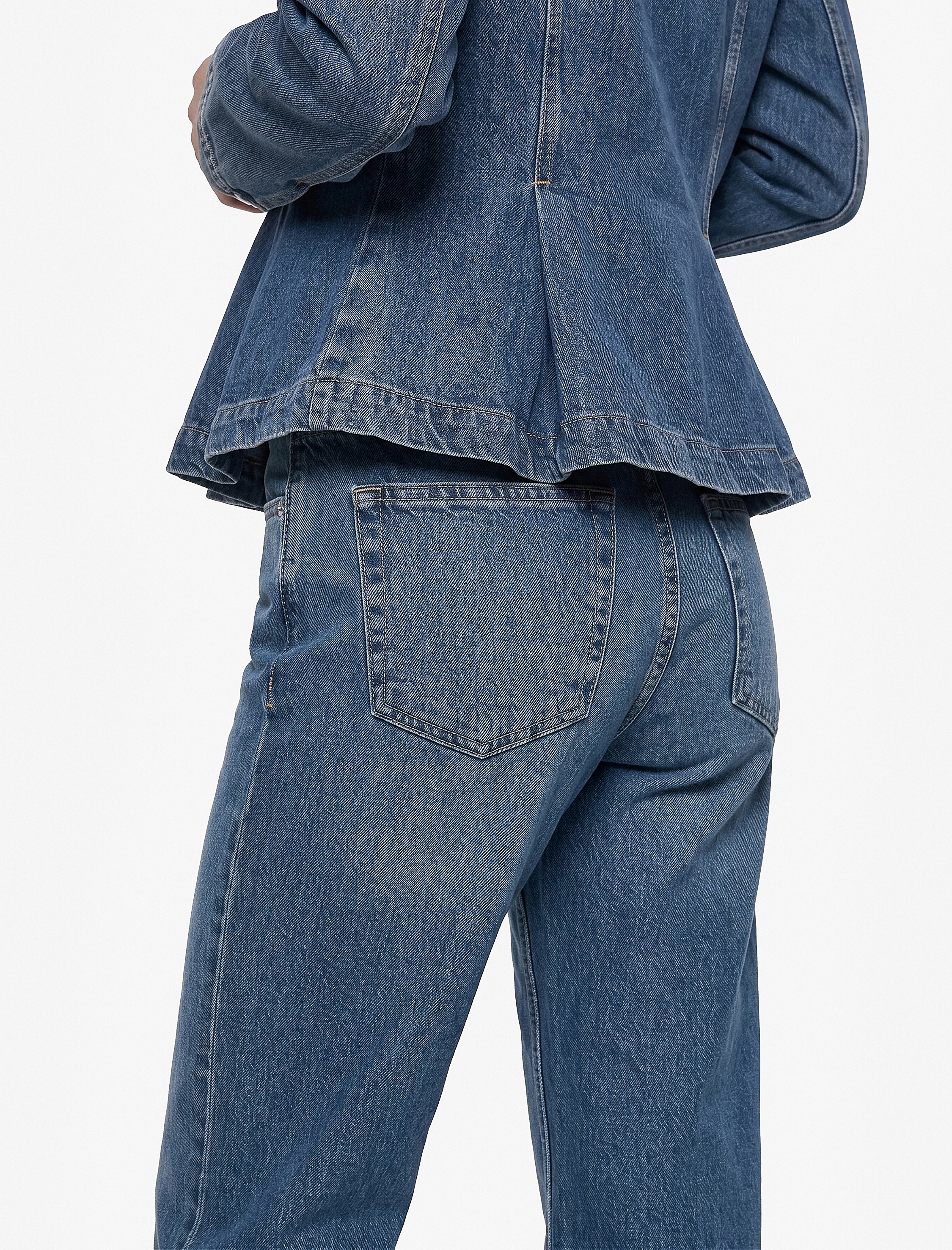 Koton Pamuklu Normal Bel Düğmeli Düz Paça Denim Pantolon - Straight Fit Jean görsel 5