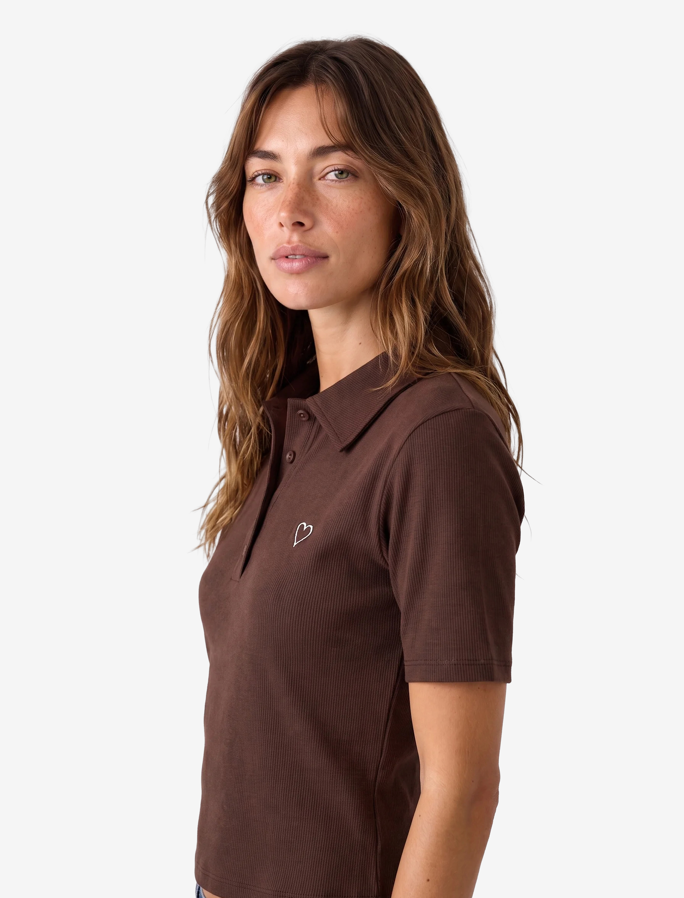   Pamuklu Slim Fit Düğmeli Kalp İşleme Detaylı Polo Yaka Kısa Kollu Fitilli Tişört