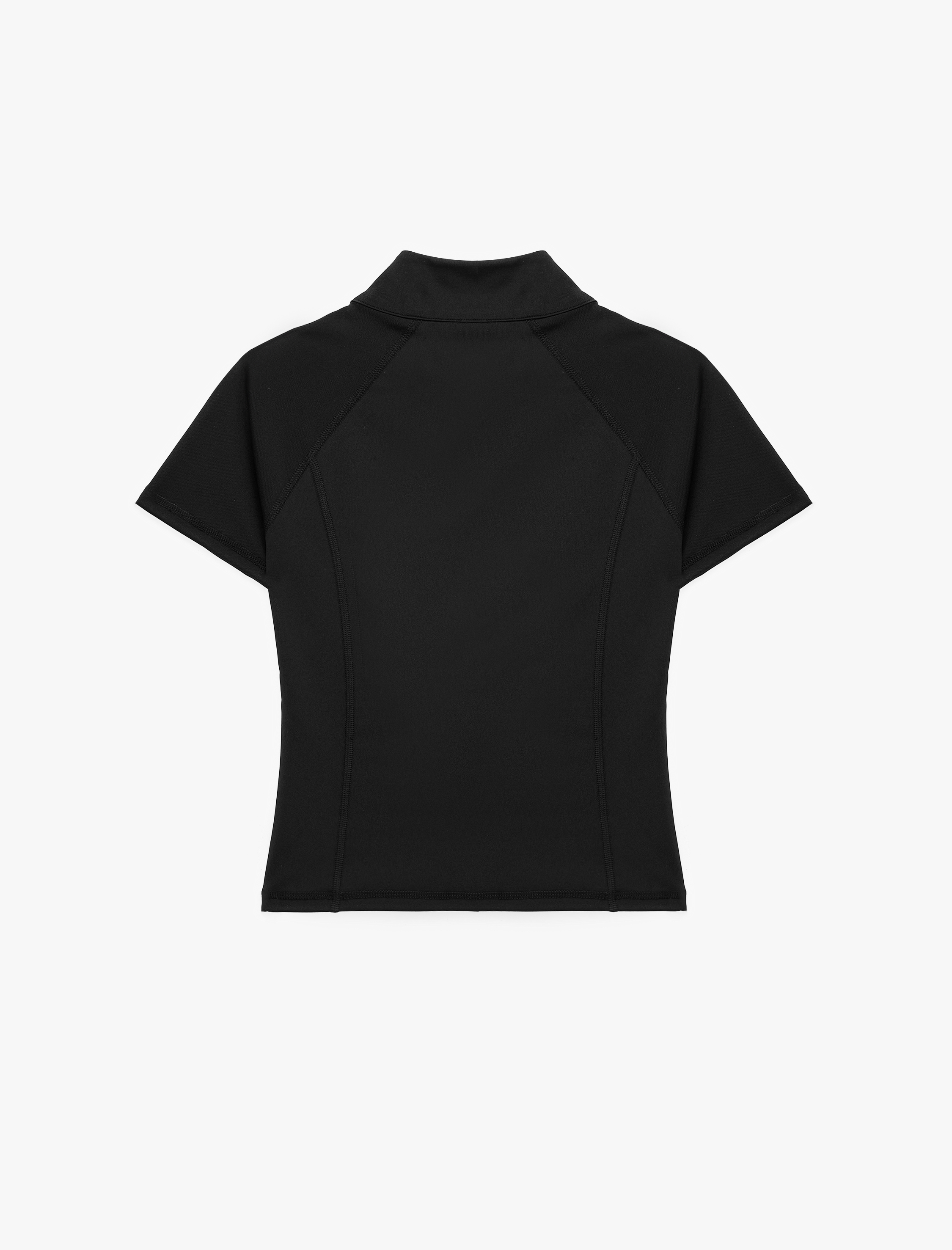   Slim Fit Fermuarlı Dik Yaka Kısa Kollu Spor Tişört