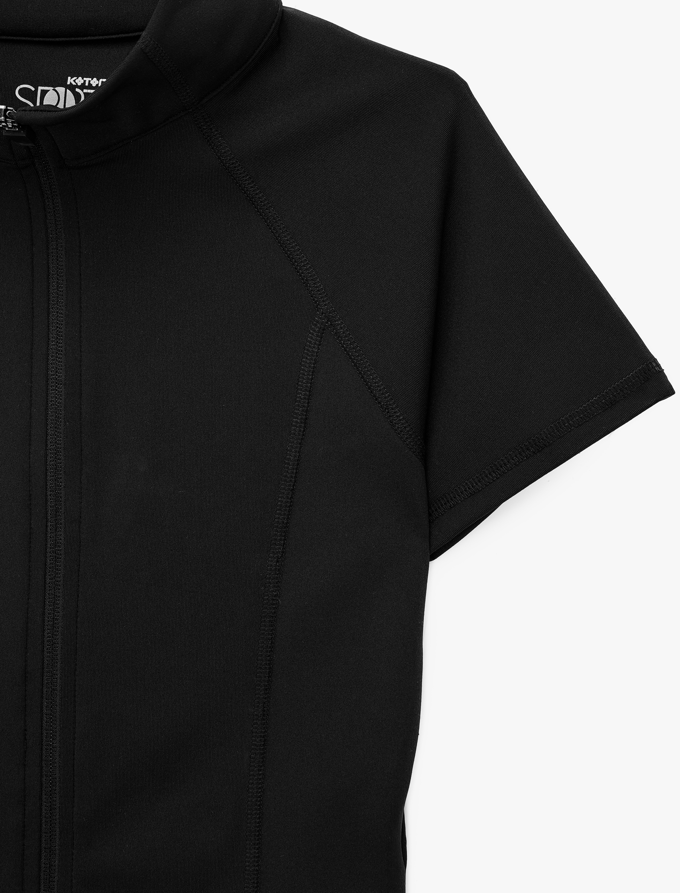   Slim Fit Fermuarlı Dik Yaka Kısa Kollu Spor Tişört