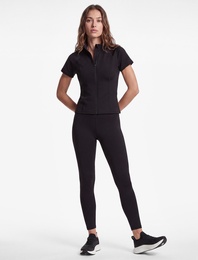 Slim Fit Fermuarlı Dik Yaka Kısa Kollu Spor Tişört