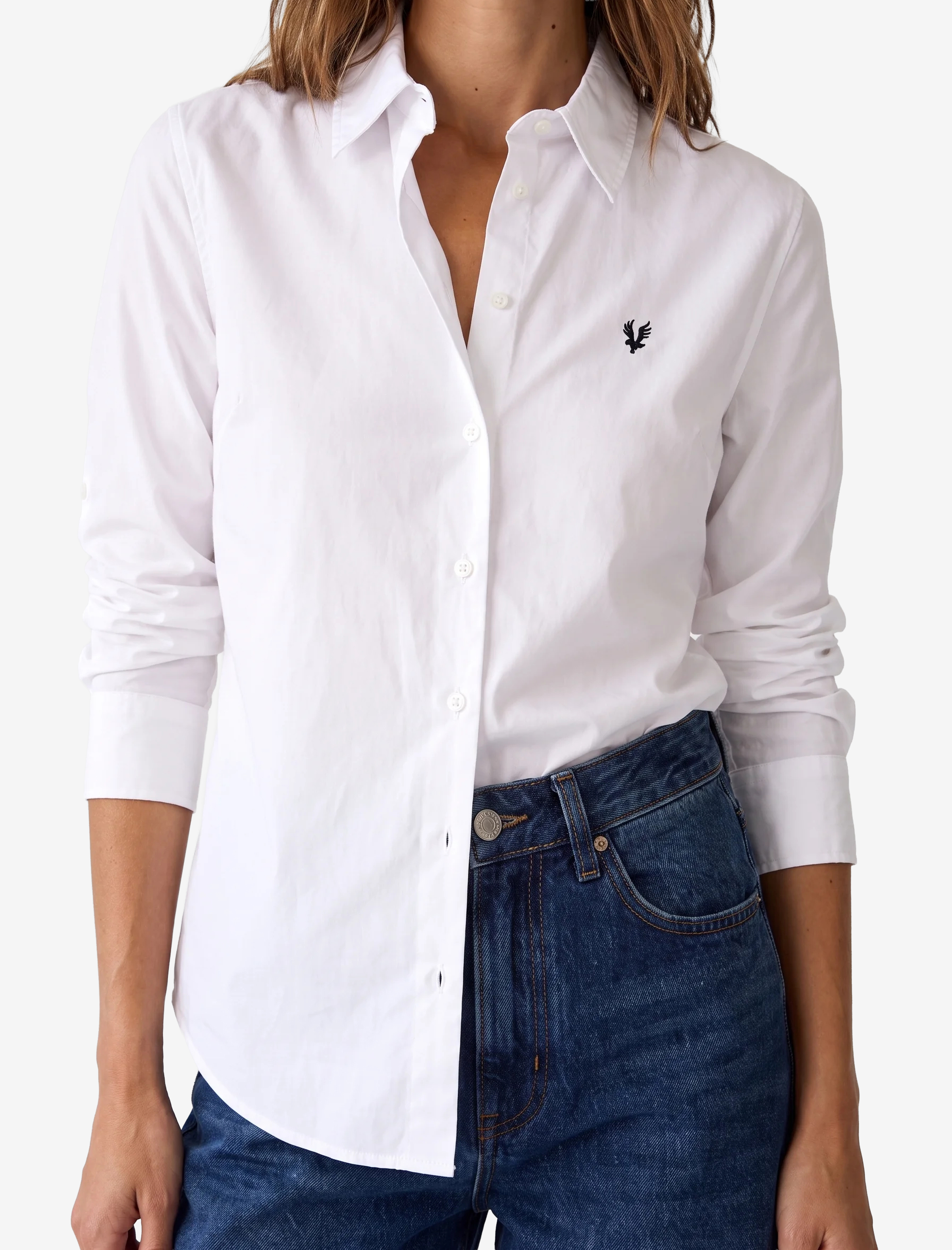   Pamuklu Slim Fit Nakış Detaylı Uzun Kollu Poplin Gömlek