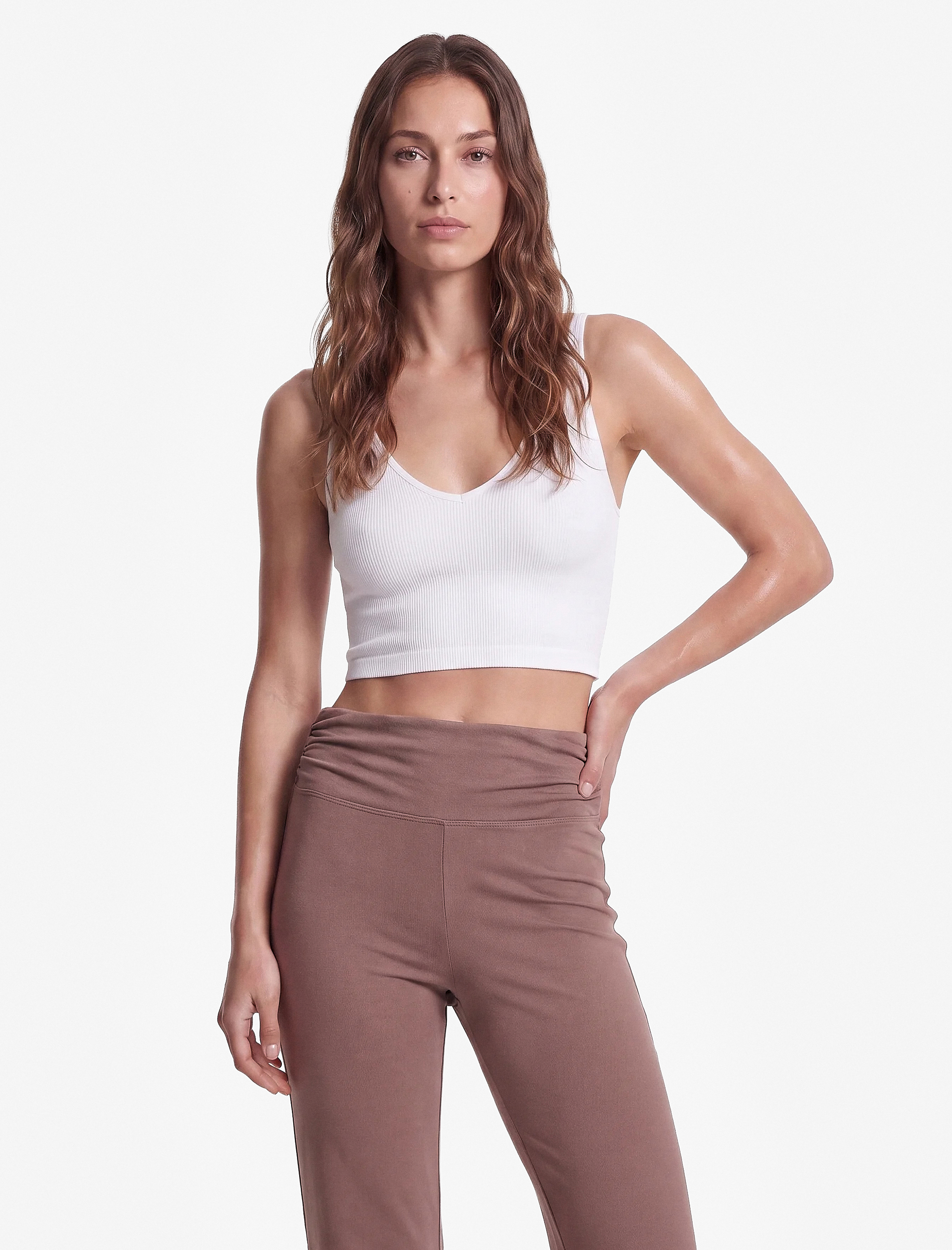   Yüksek Bel Slim Fit Büzgülü İspanyol Paça Spor Tayt