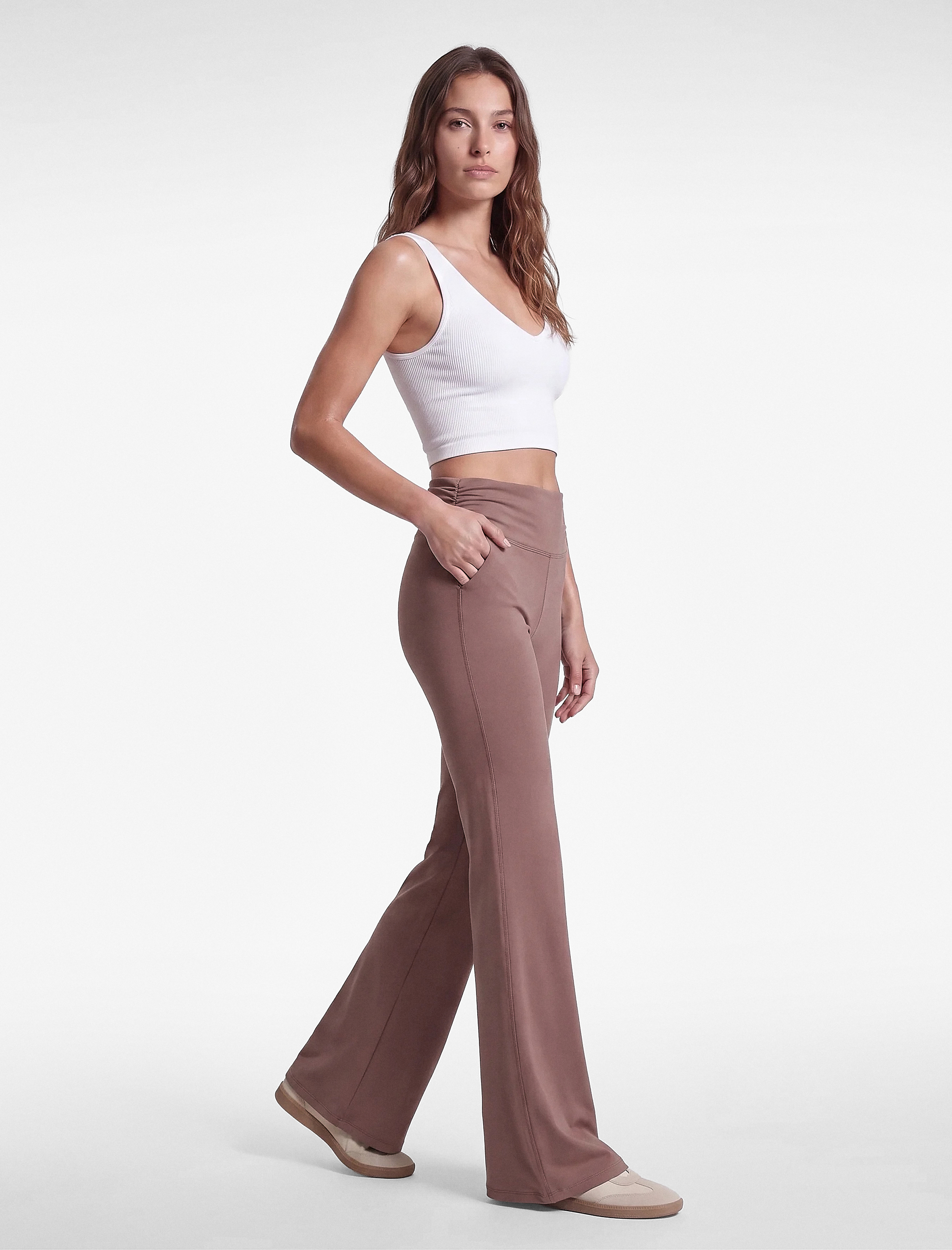   Yüksek Bel Slim Fit Büzgülü İspanyol Paça Spor Tayt