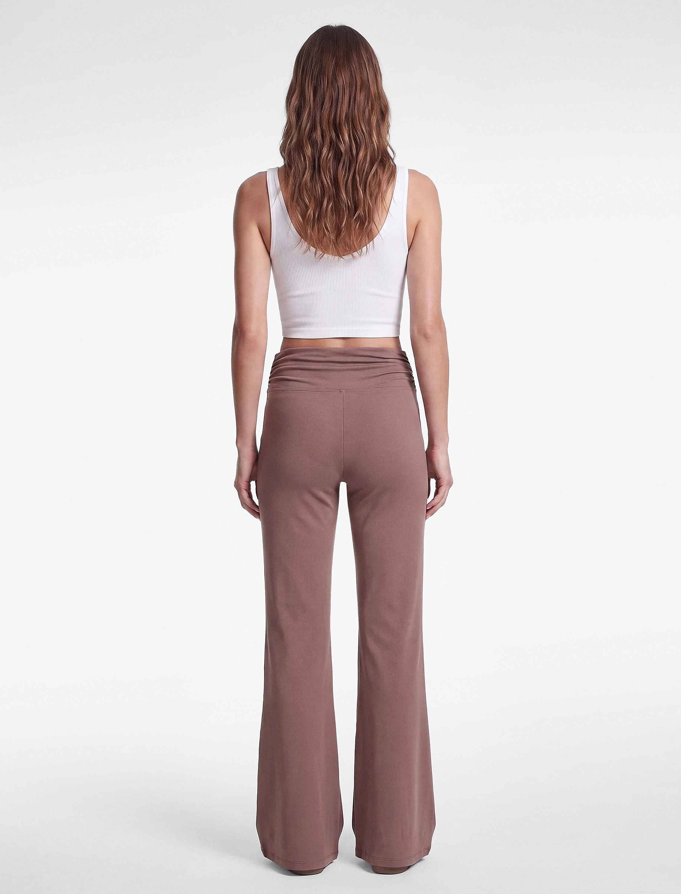   Yüksek Bel Slim Fit Büzgülü İspanyol Paça Spor Tayt