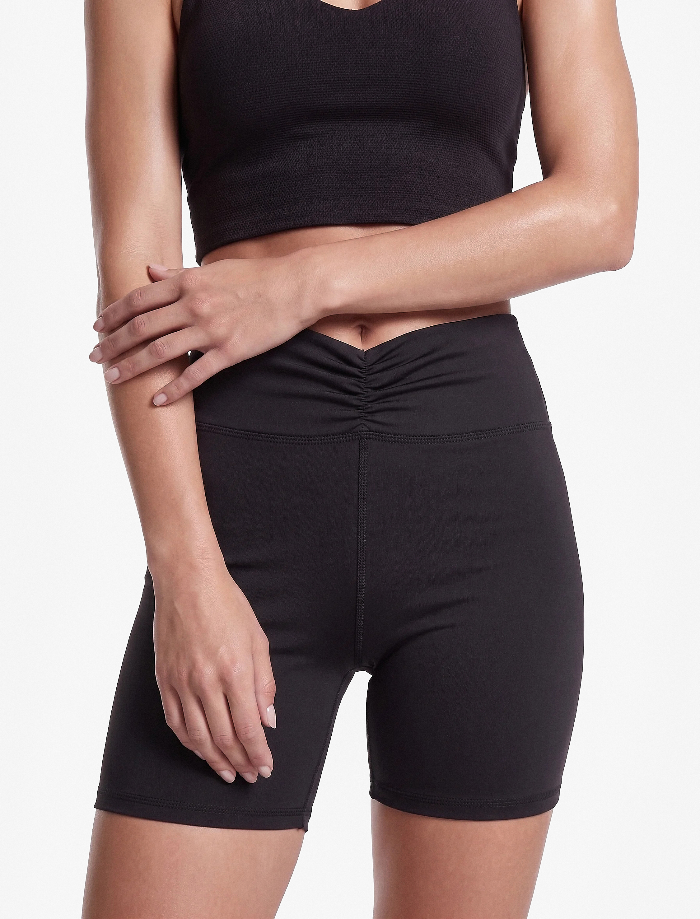  Slim Fit Büzgü Detaylı Yüksek Bel Spor Biker Tayt