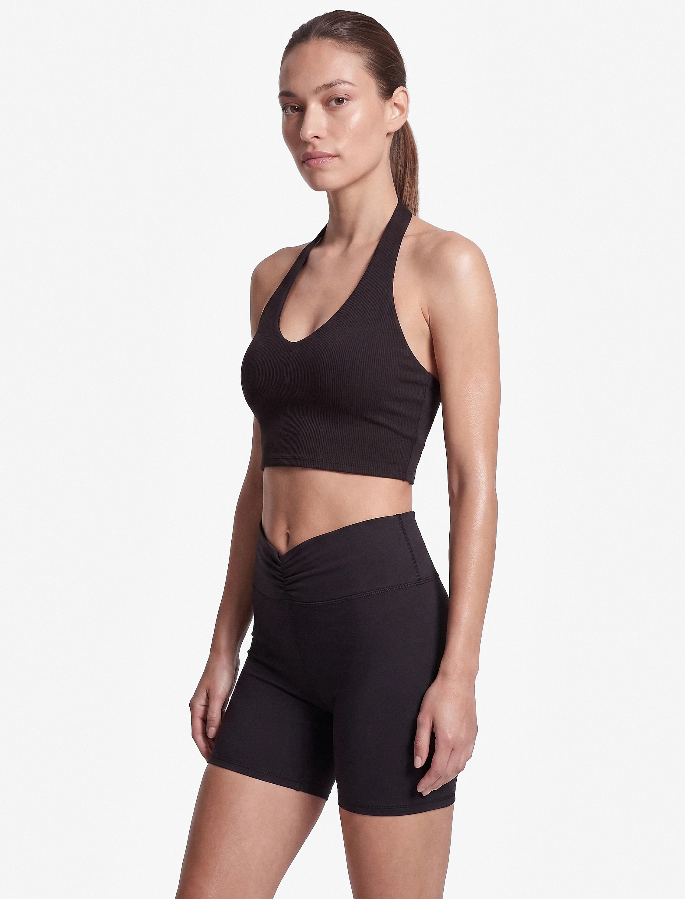   Slim Fit Büzgü Detaylı Yüksek Bel Spor Biker Tayt