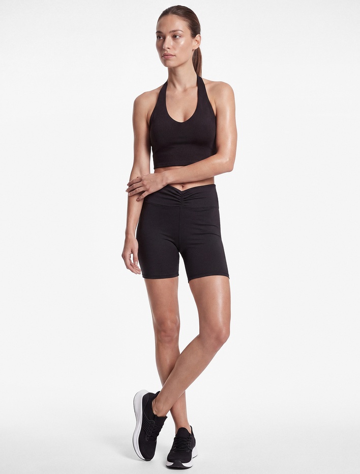  Slim Fit Büzgü Detaylı Yüksek Bel Spor Biker Tayt