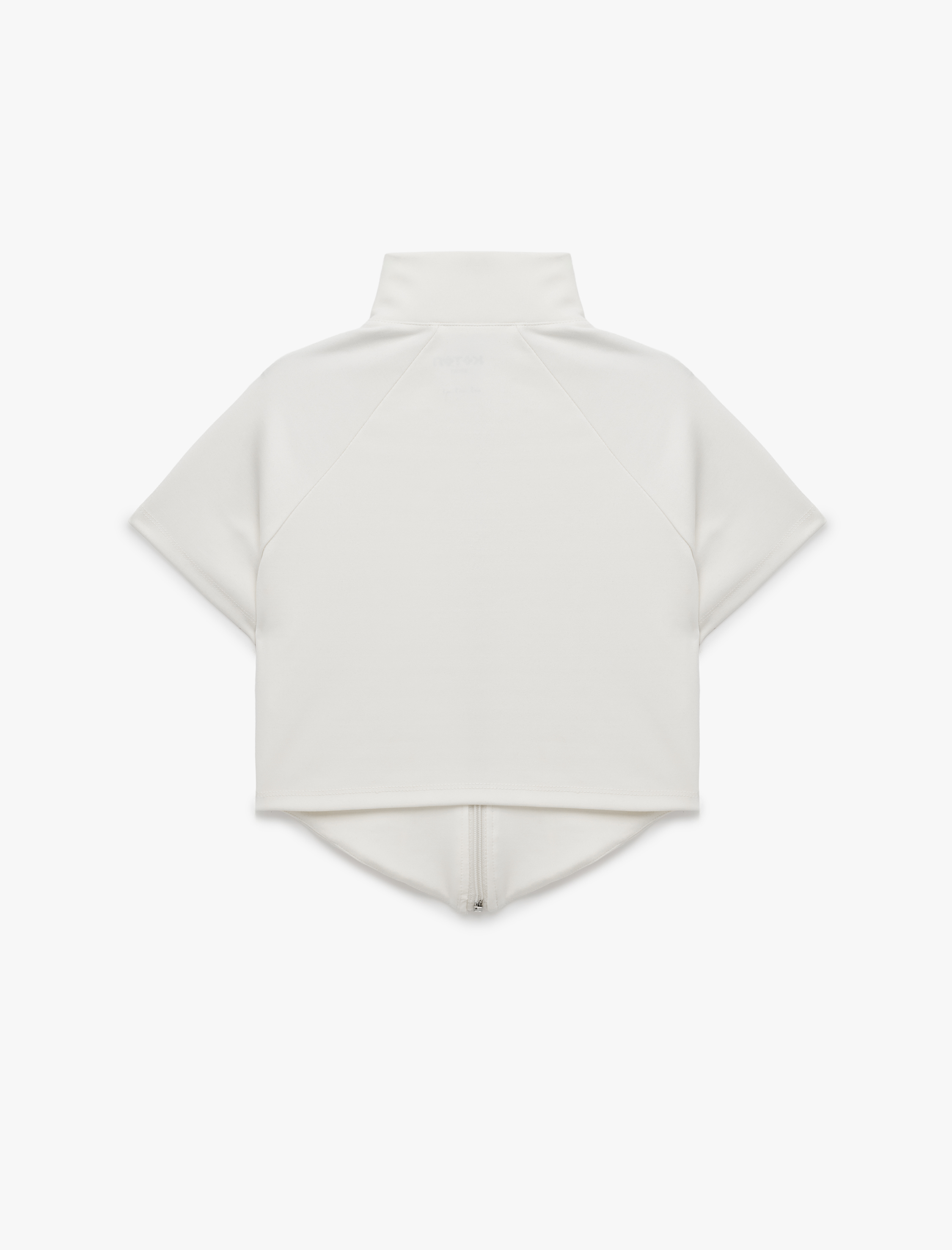   Slim Fit Dik Yaka Reglan Kollu Fermuarlı Spor Tişört