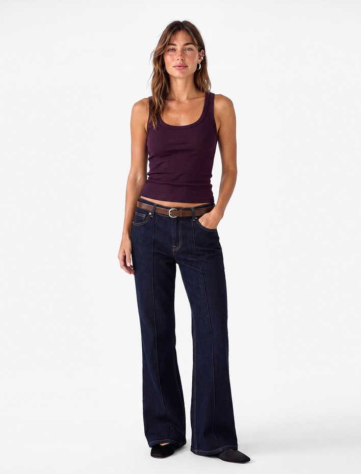  Slim Fit Pamuklu Kolsuz U Yaka Fitilli Atlet