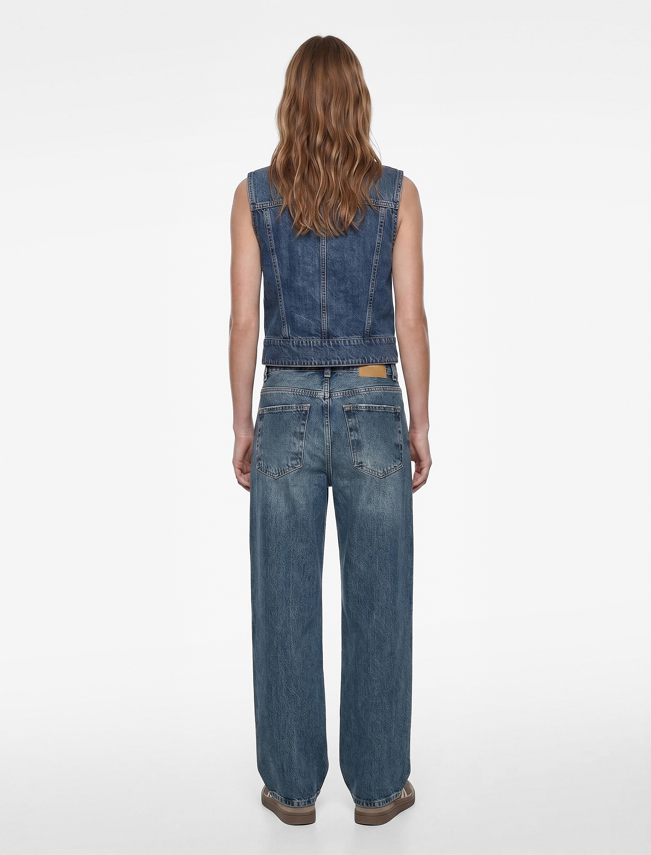 Koton Yıpratma Detaylı Rahat Kalıp Düz Paça Pamuklu Baggy Denim Pantolon - Baggy Jeans görsel 3