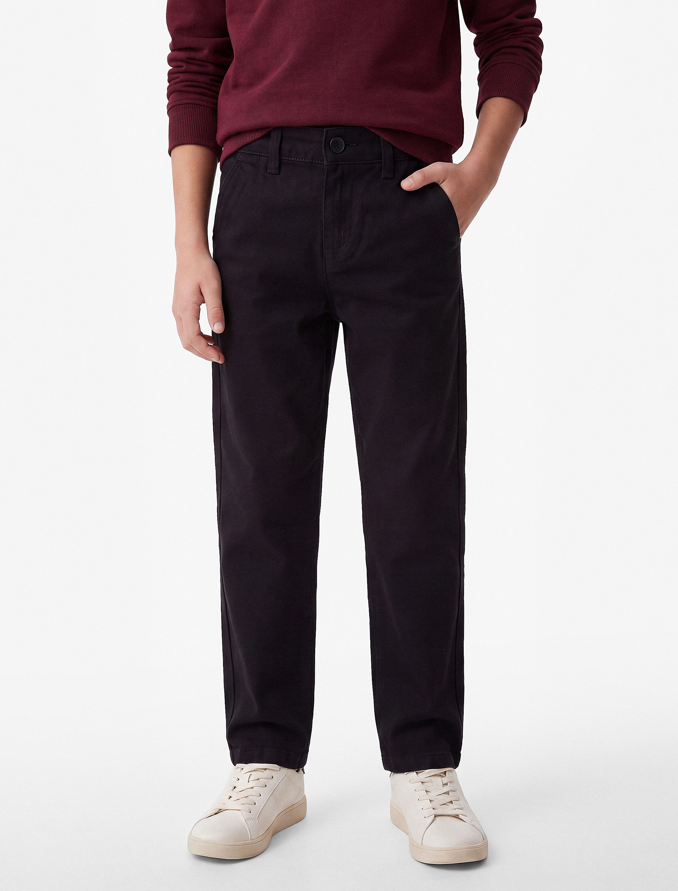  Erkek Çocuk Pamuklu Cepli Gabardin Chino Pantolon
