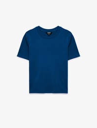 Pamuklu Regular Fit Kısa Kollu Bisiklet Yaka Basic Tişört