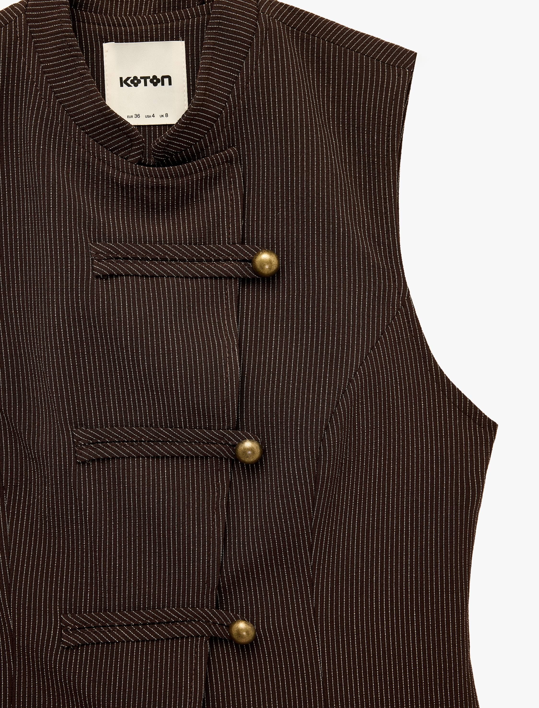   Slim Fit Mandarin Yaka Süslü Düğmeli Yelek Kurbağa Kapama