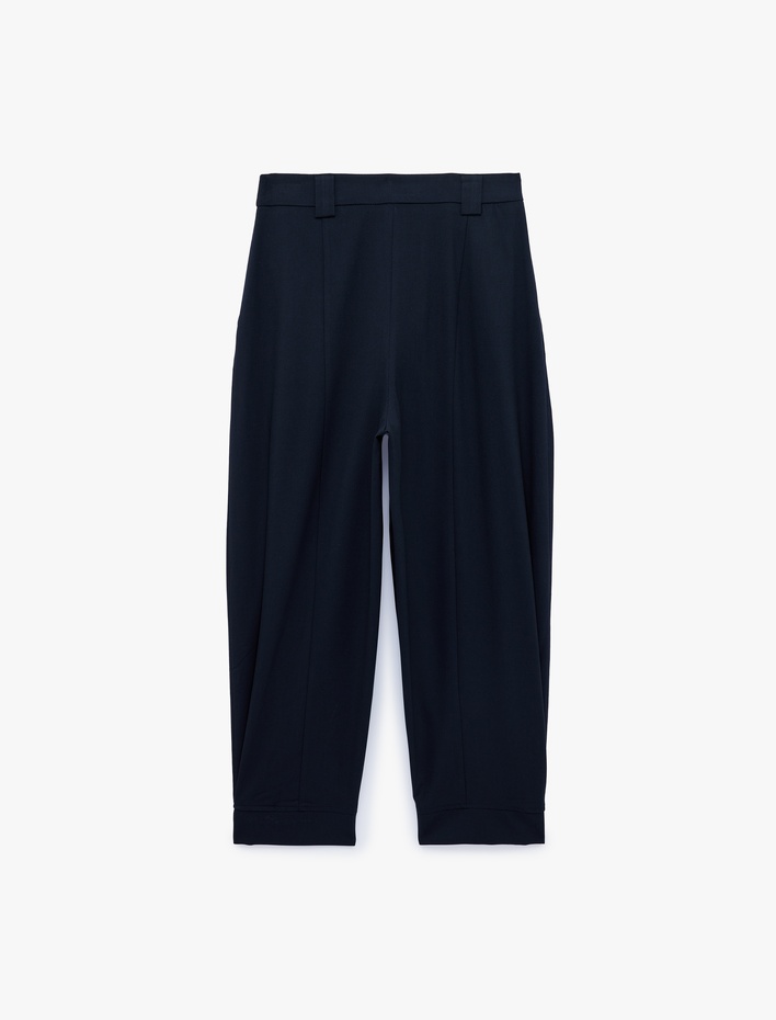  Cepli Loose Fit Pileli Barrel Kumaş Pantolon