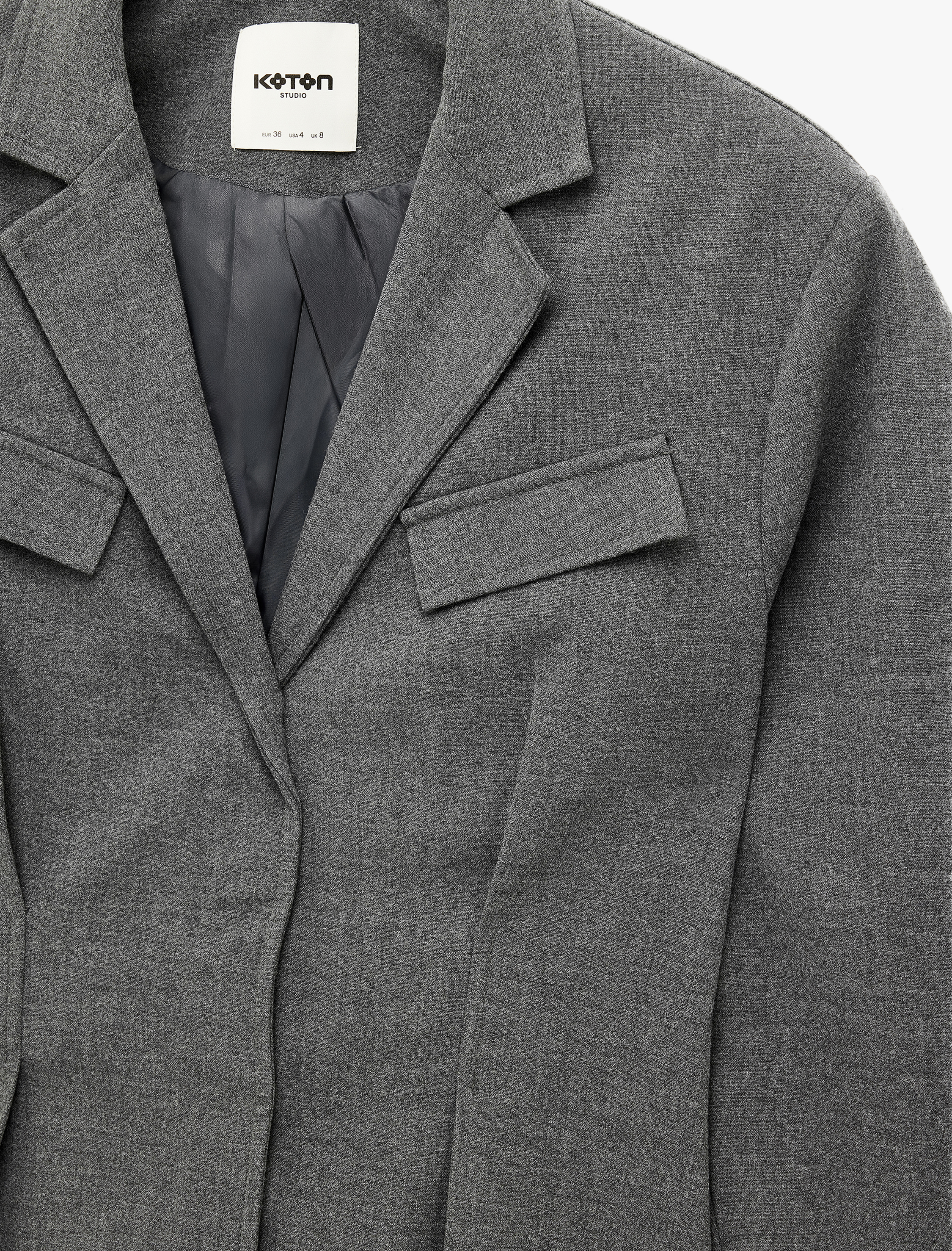 Koton Çift Cepli Klasik Yaka Uzun Kollu Peplum Kesim Pileli Blazer Ceket görsel 7