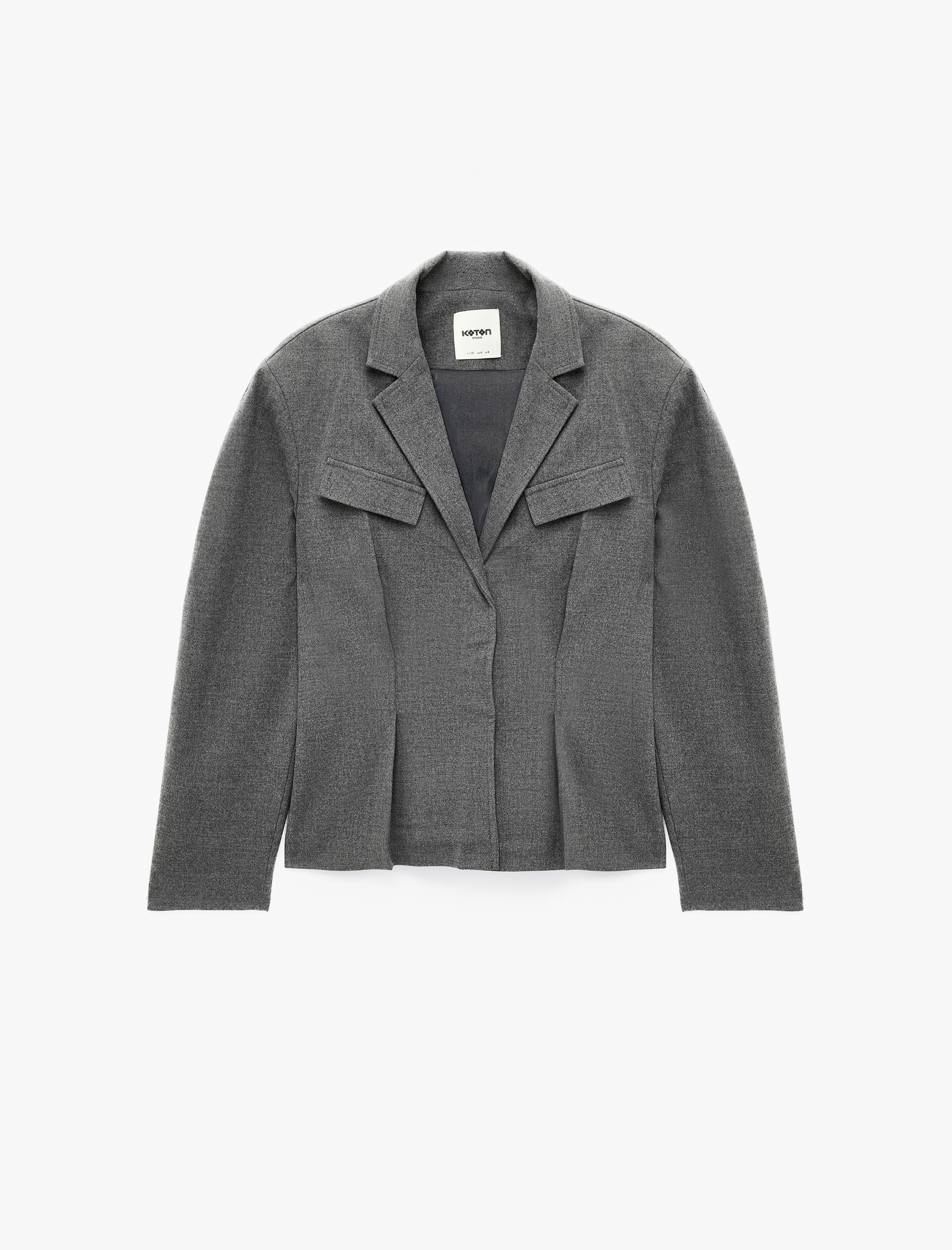 Koton Çift Cepli Klasik Yaka Uzun Kollu Peplum Kesim Pileli Blazer Ceket görsel 5