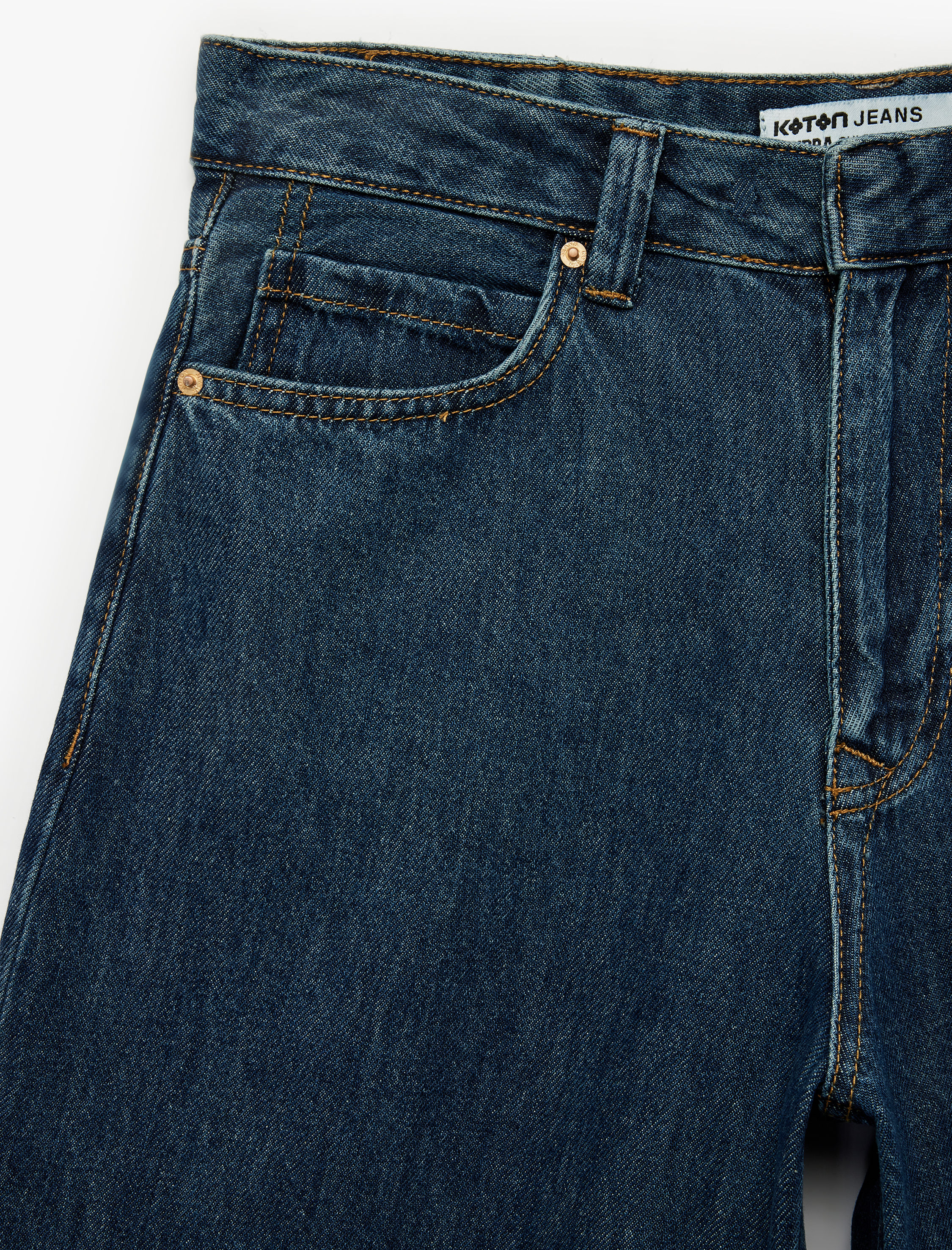  Normal Bel Cepli Rahat Kalıp Pamuklu Krop Geniş Paça Denim Pantolon - Culotte Jeans