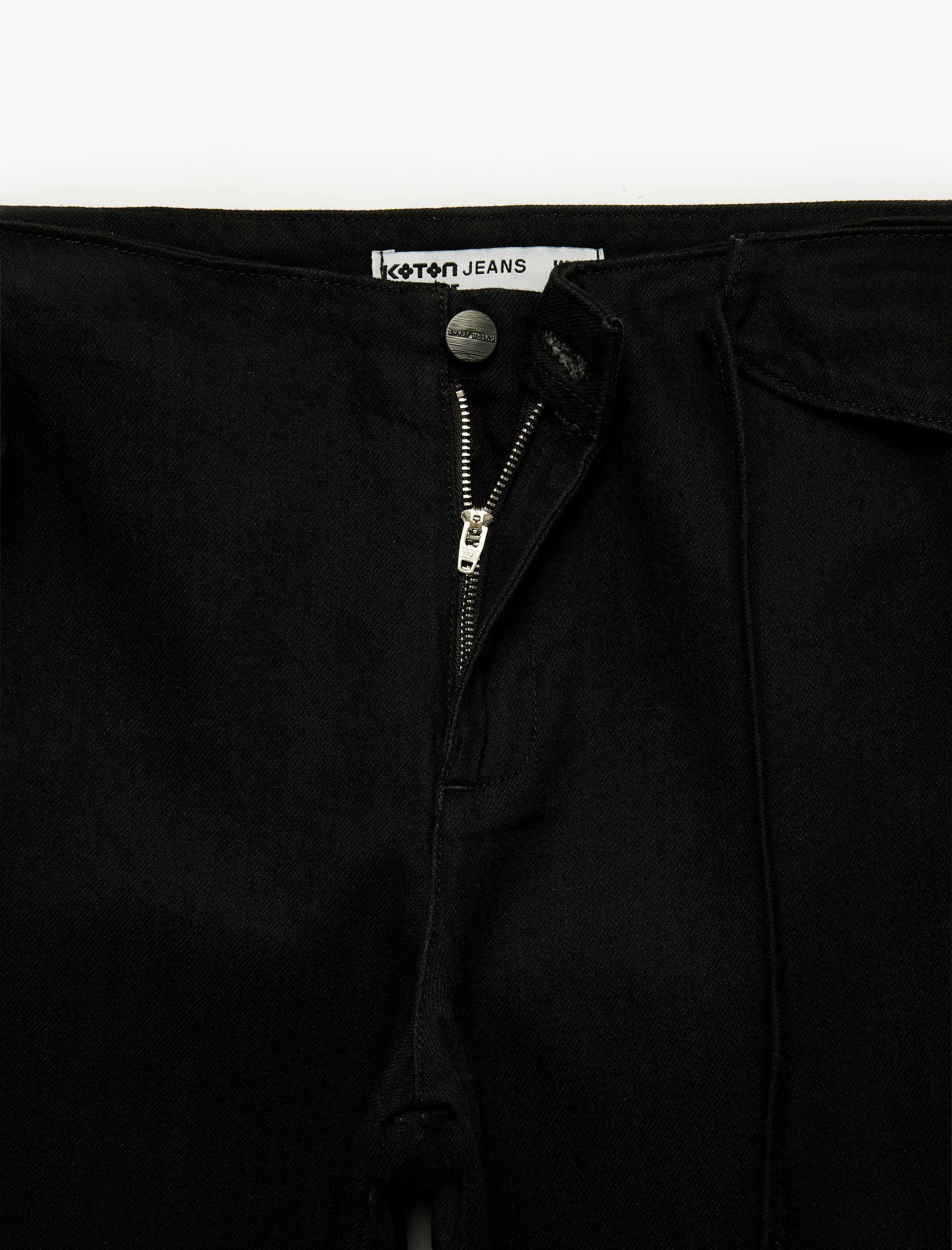   Normal Bel Fermuarlı Cepli Bol Kalıp Denim Pantolon - Loose Straight Fit Jean