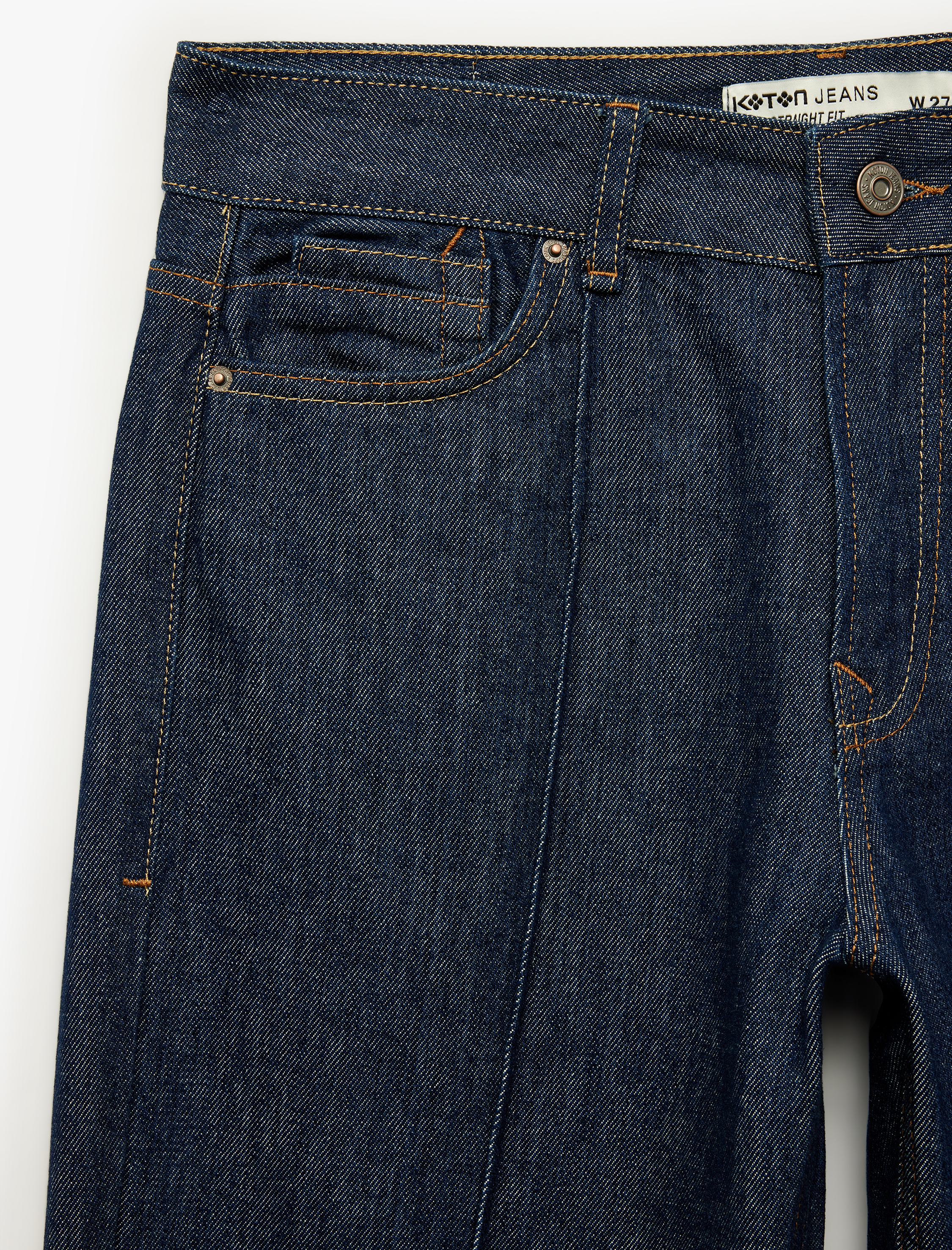   Düşük Bel Nervürlü Pamuklu Düz Paça Denim Pantolon - Straight Fit Jean