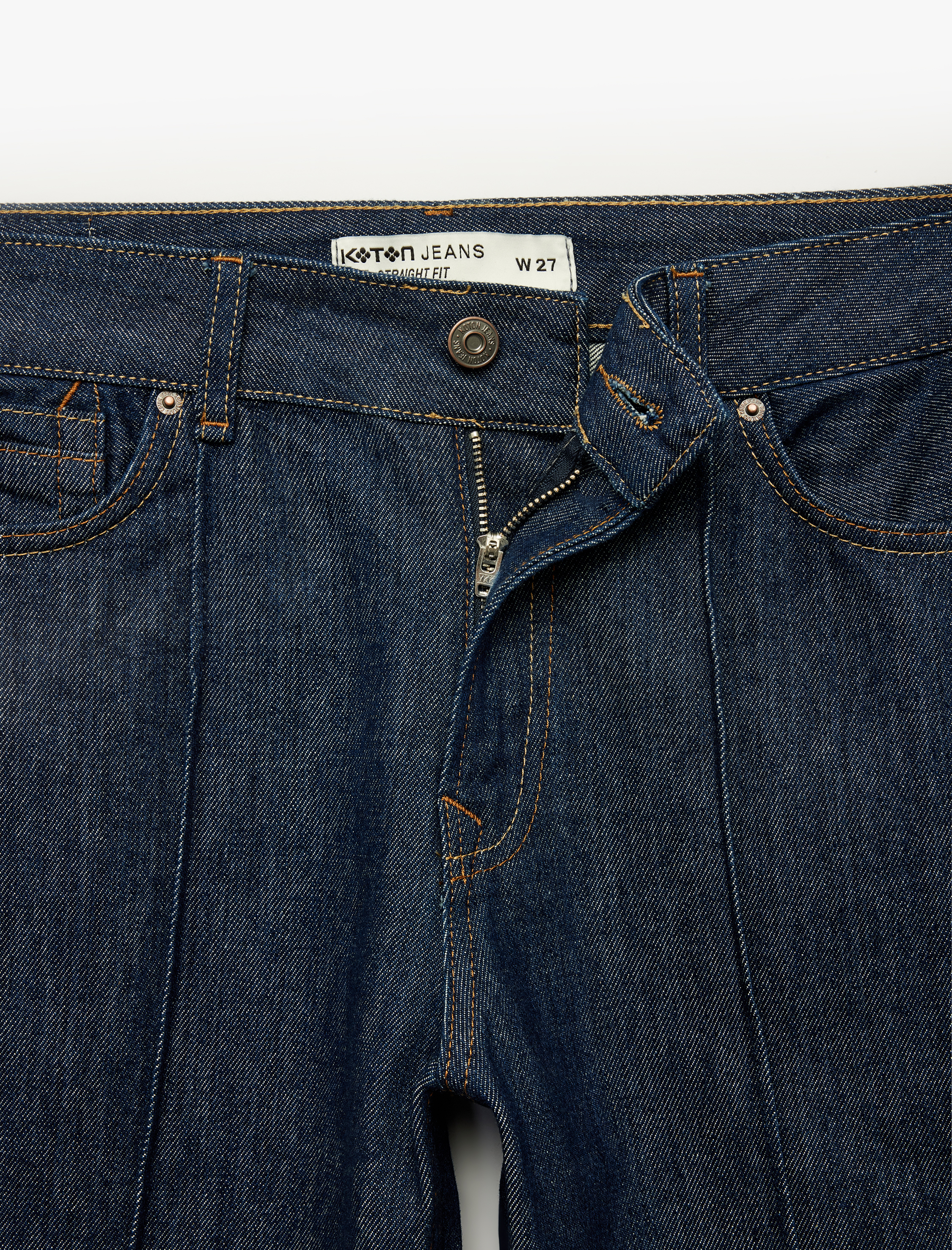   Düşük Bel Nervürlü Pamuklu Düz Paça Denim Pantolon - Straight Fit Jean