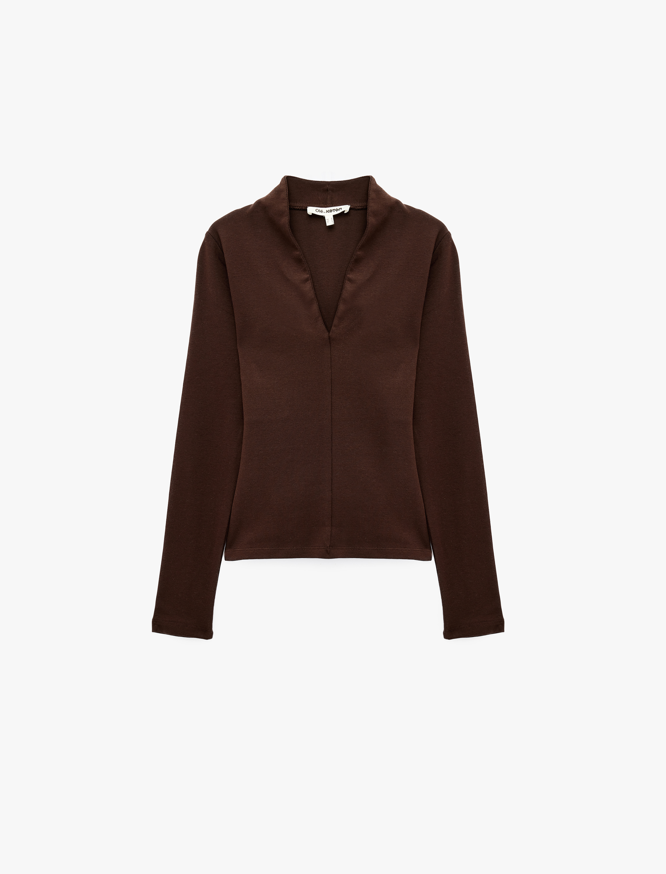   Slim Fit Pamuklu V Yaka Basic Uzun Kollu Tişört