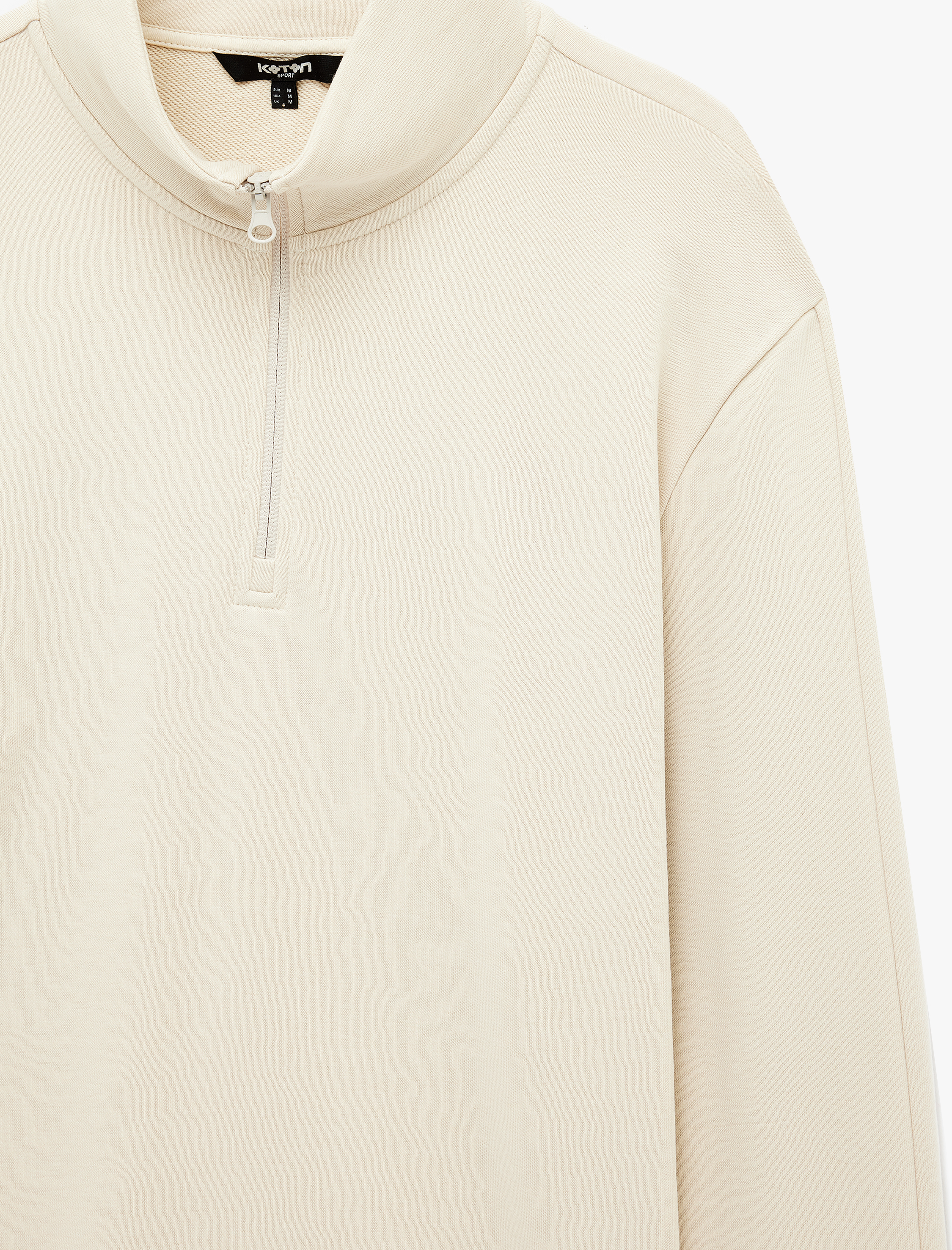   Pamuklu Straight Fit Uzun Kollu Yarım Fermuarlı Dik Yaka Spor Sweatshirt