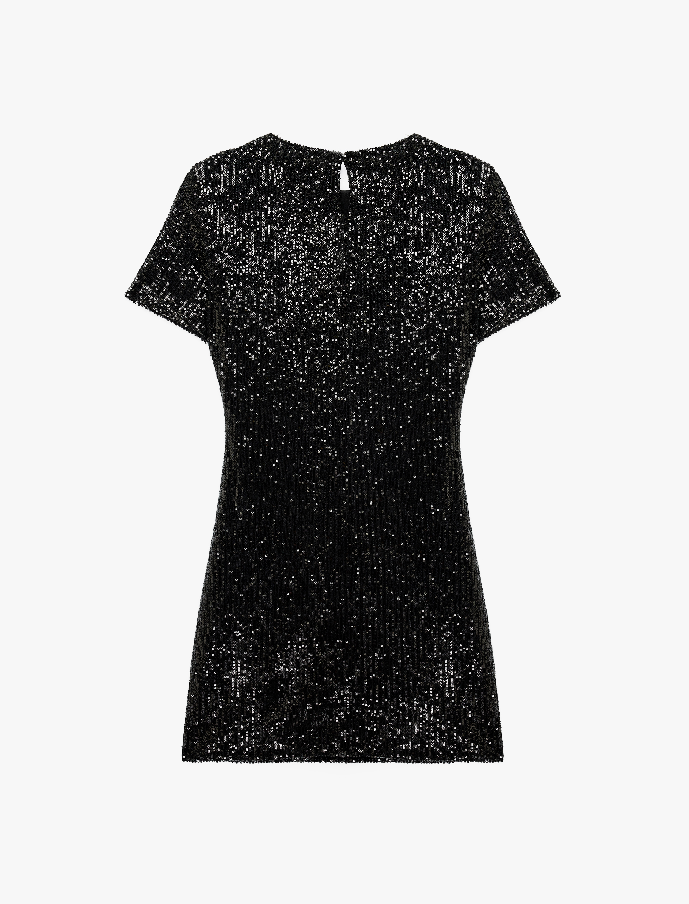   Pullu Payetli Slim Fit Bisiklet Yaka Kısa Kollu Mini Abiye Elbise