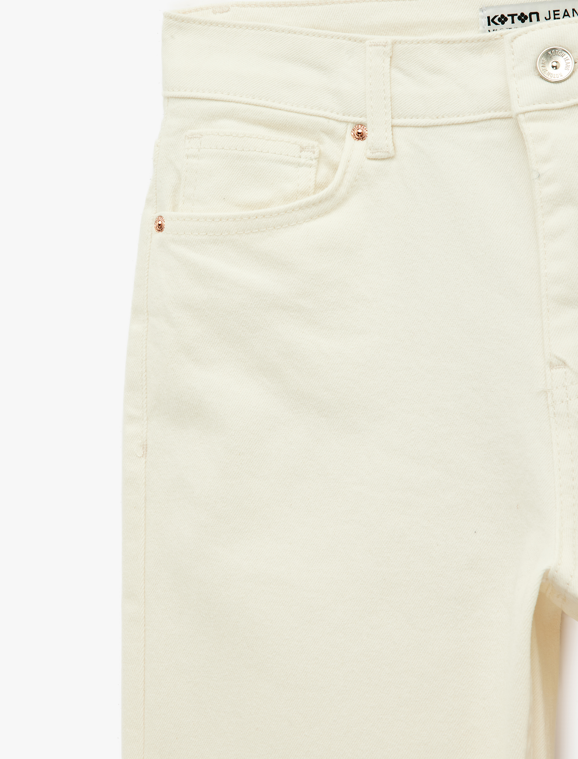 Koton Pamuklu Cepli Düğmeli İspanyol Paça Crop Jean Pantolon - Kick Flare Jeans görsel 7