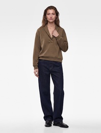 Modal Kumaş Regular Fit V Yaka Uzun Kollu Sweatshirt