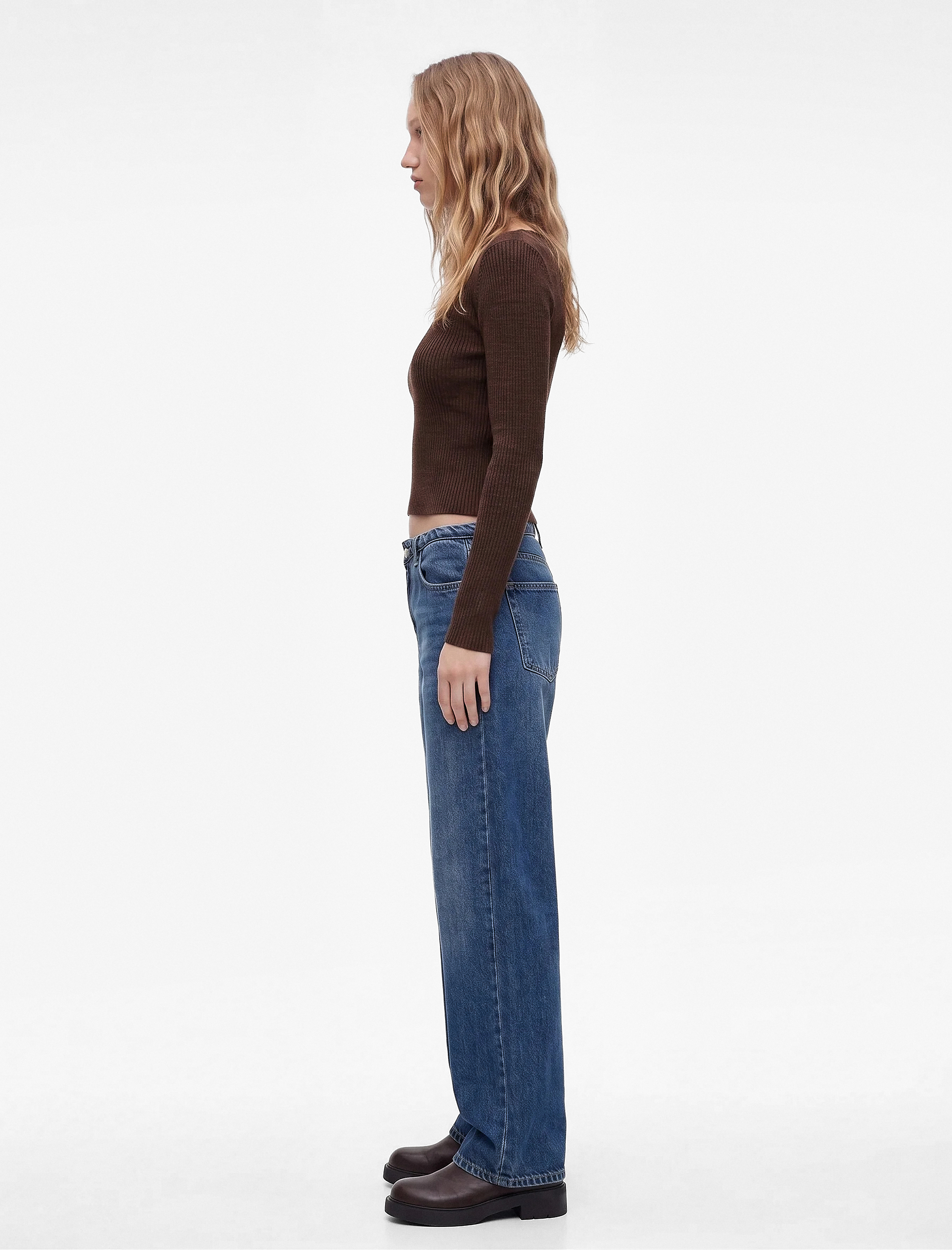  Pamuklu Fermuarlı Düşük Bel Düğmeli Baggy Denim Pantolon - Baggy Jeans