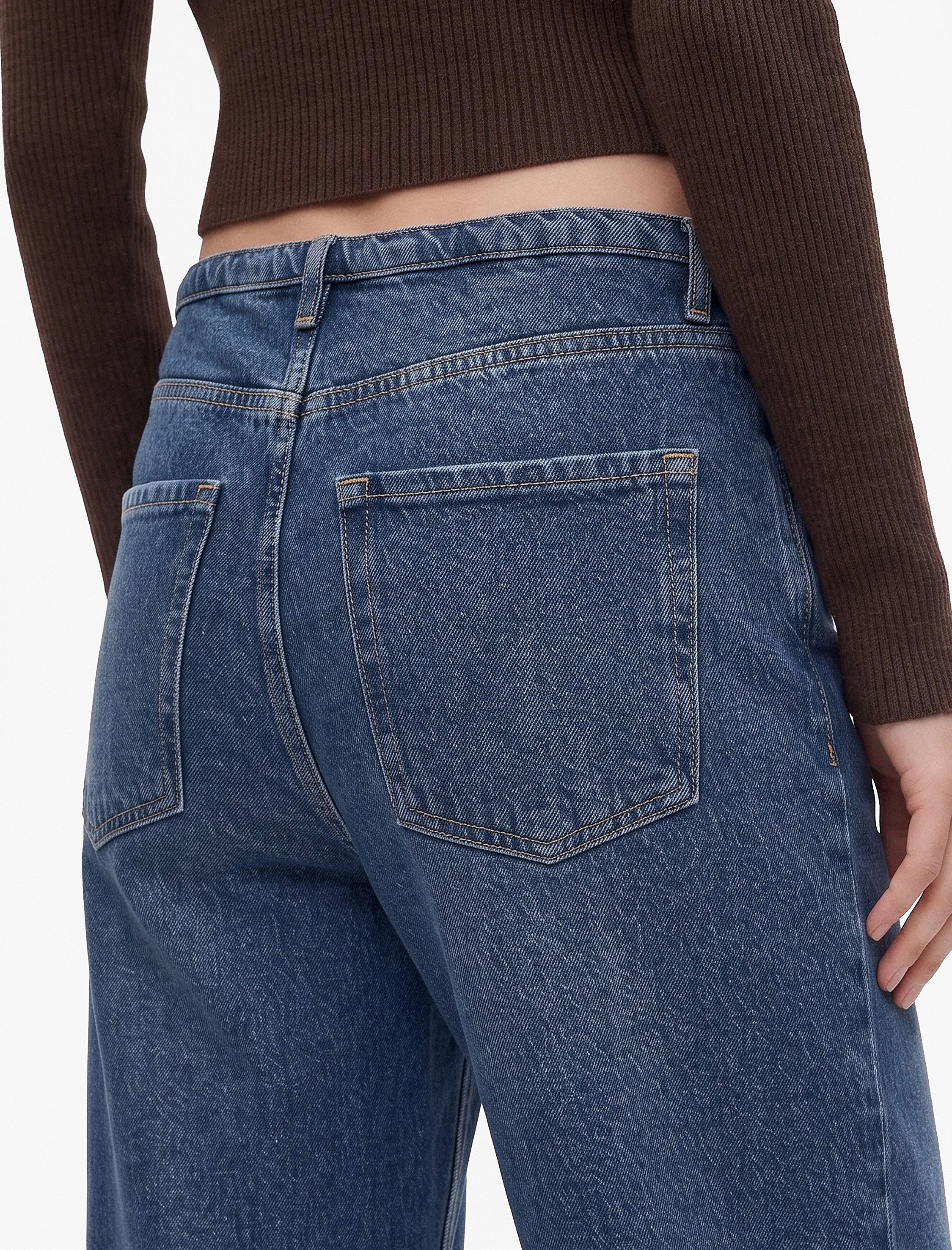   Pamuklu Fermuarlı Düşük Bel Düğmeli Baggy Denim Pantolon - Baggy Jeans