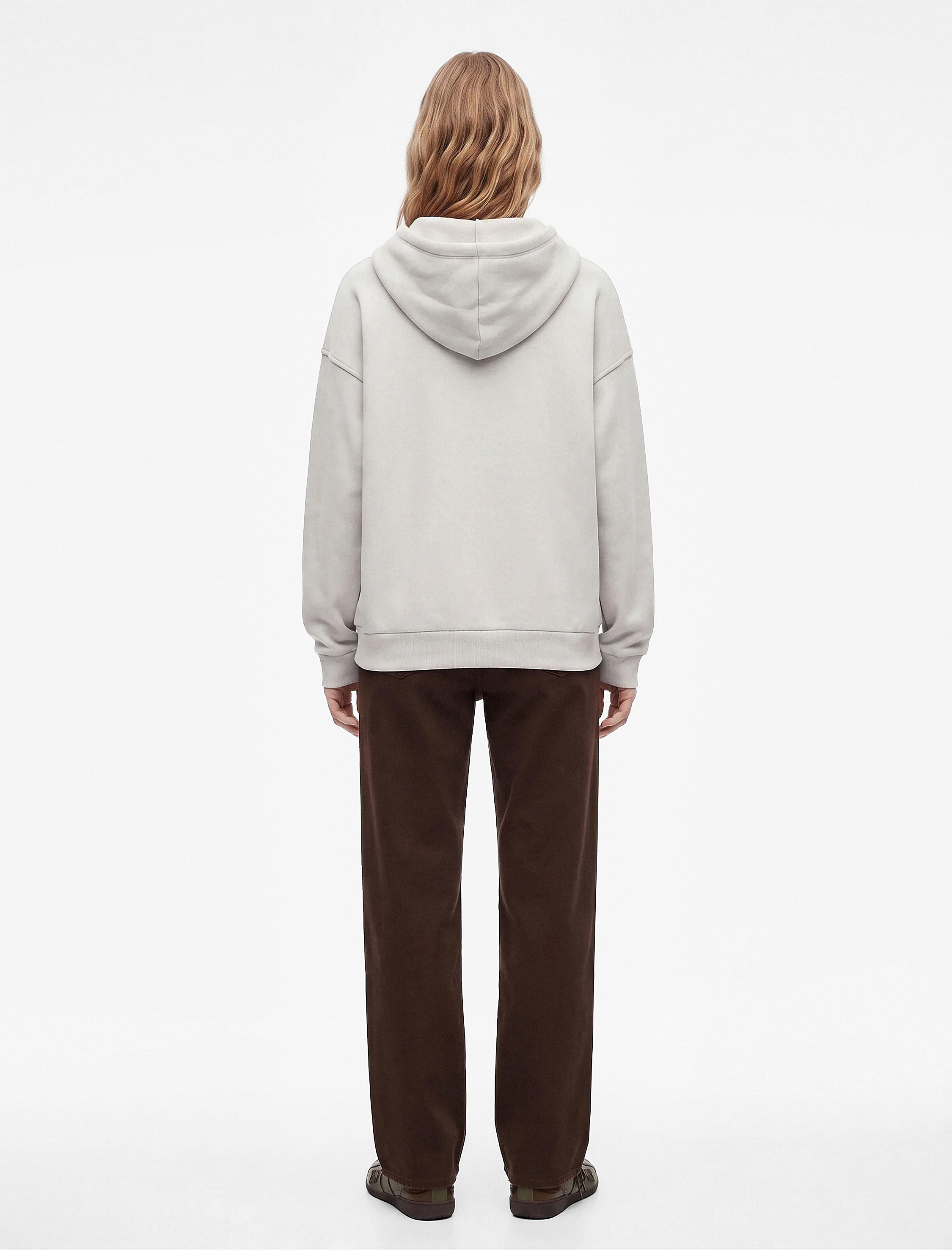 Koton Üç İplik Şardonlu Yıldız İşlemeli Kanguru Cepli Kapüşonlu Fermuarlı Oversize Sweatshirt görsel 3