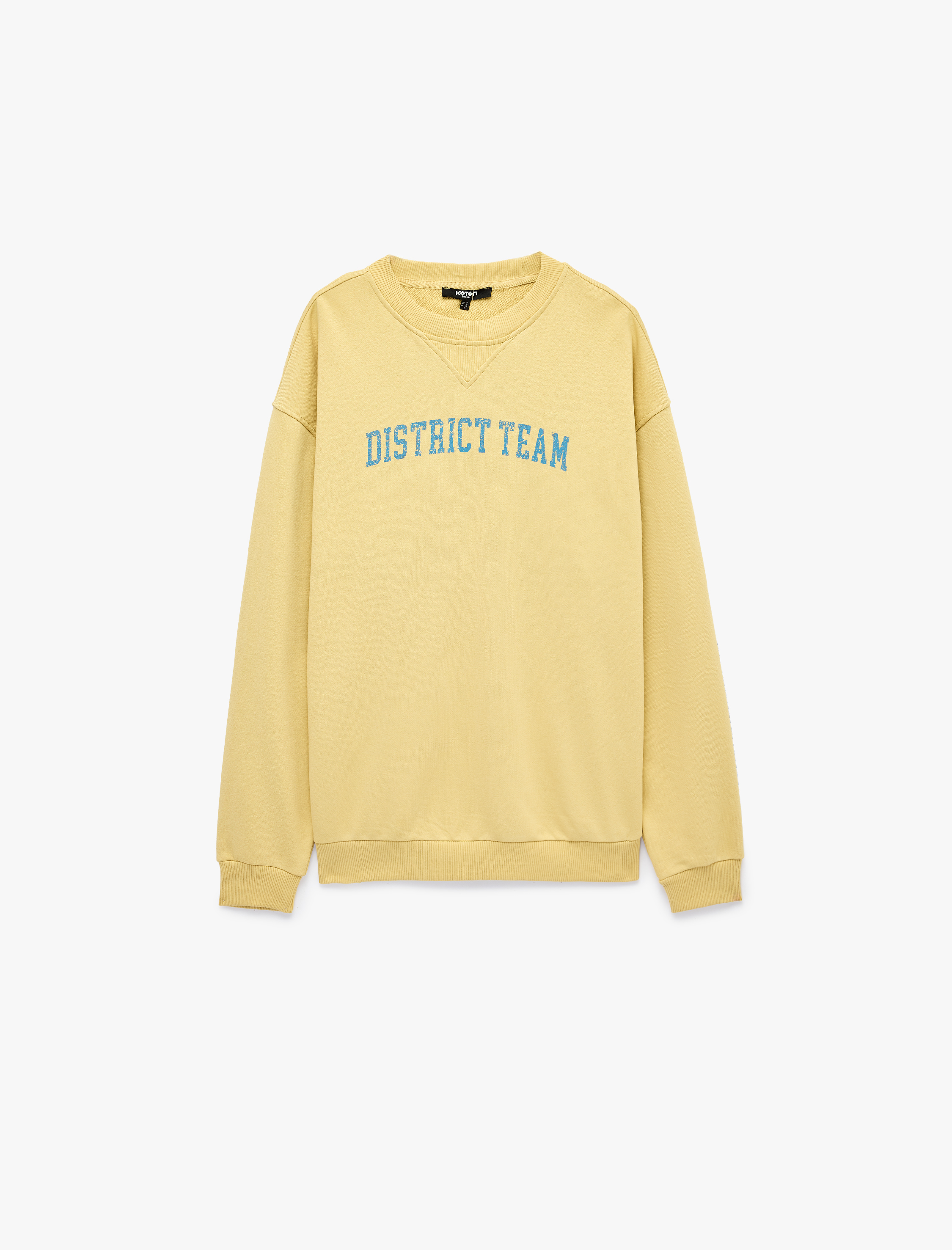   Rahat Kalıp Uzun Kollu Üç İplik Bisiklet Yaka Pamuklu Baskılı Sweatshirt