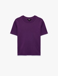 Pamuklu Regular Fit Kısa Kollu Bisiklet Yaka Basic Tişört